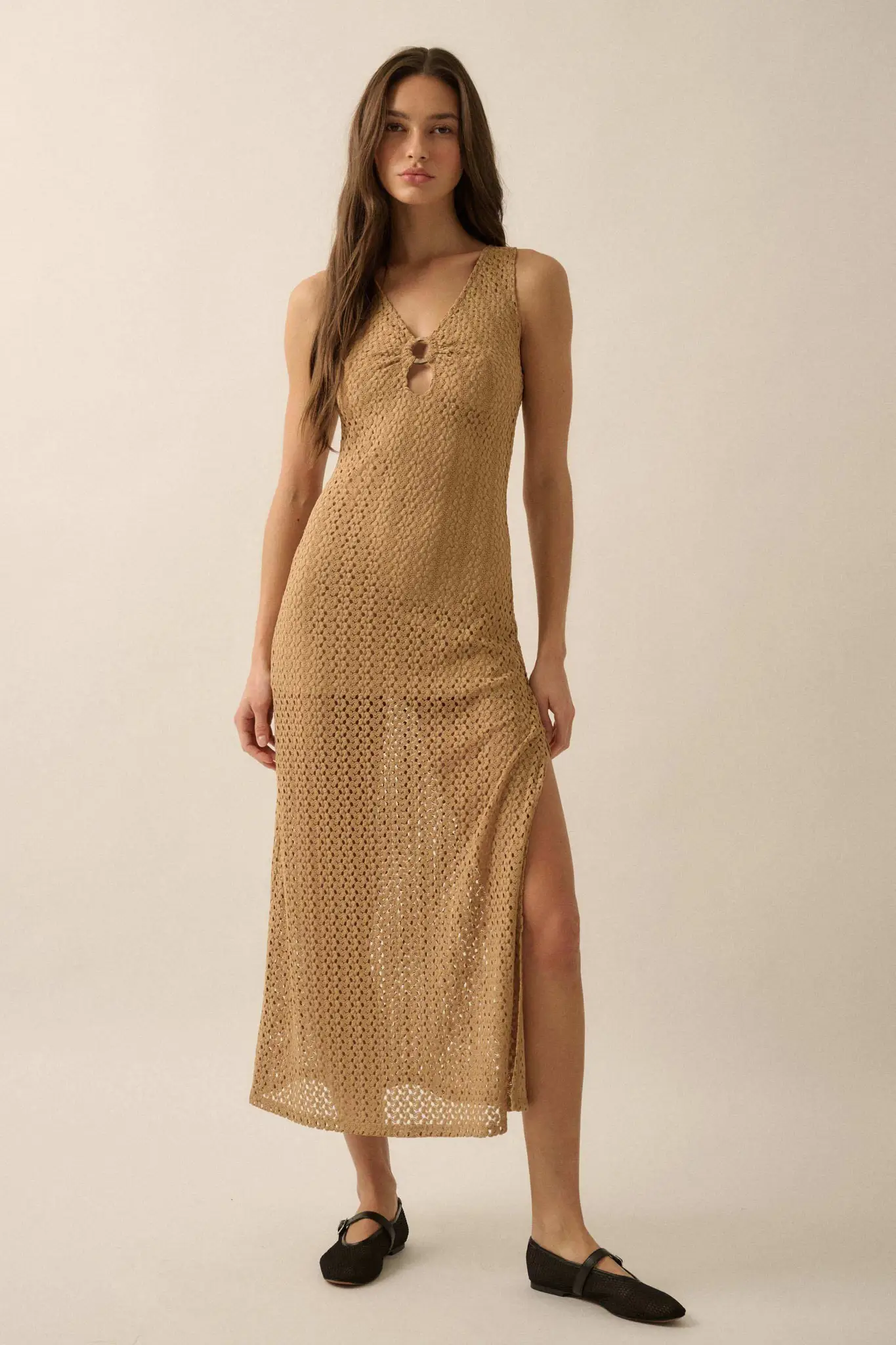 Chase the Sun Crochet Knit O-Ring Maxi Dress - Image 12