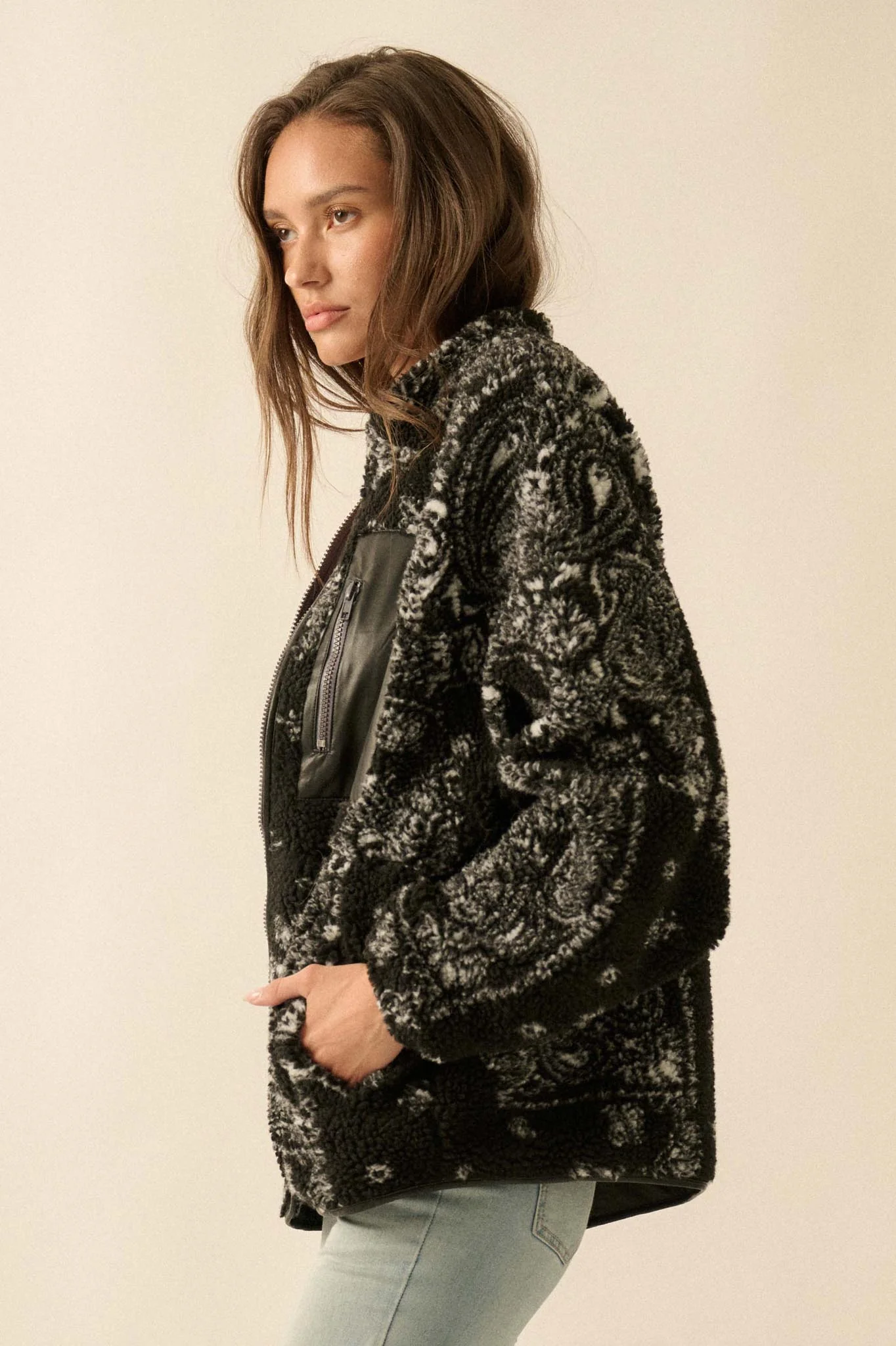 Chasing Dreams Paisley-Print Fleece Zip-Up Jacket - Image 6