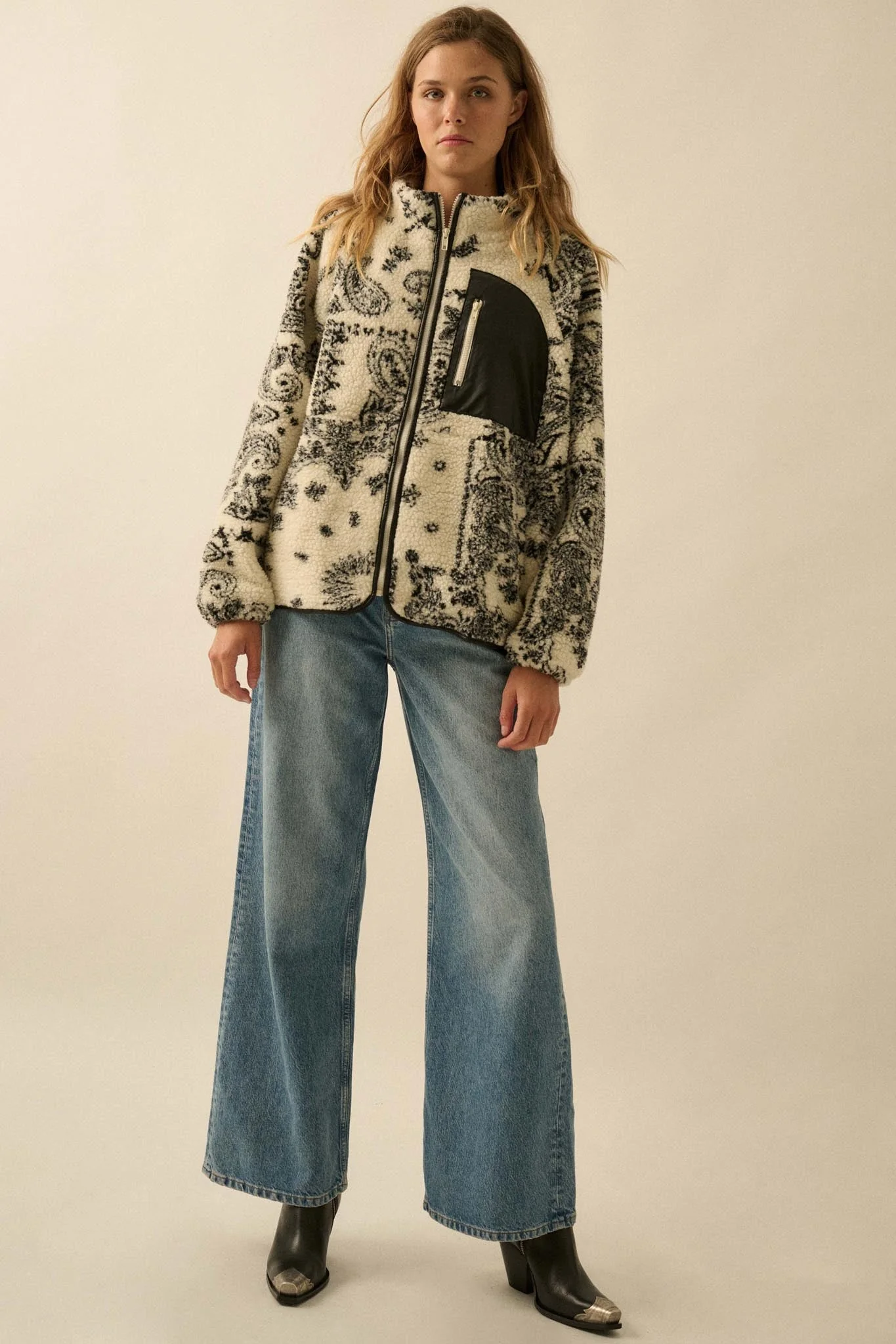Chasing Dreams Paisley-Print Fleece Zip-Up Jacket - Image 9