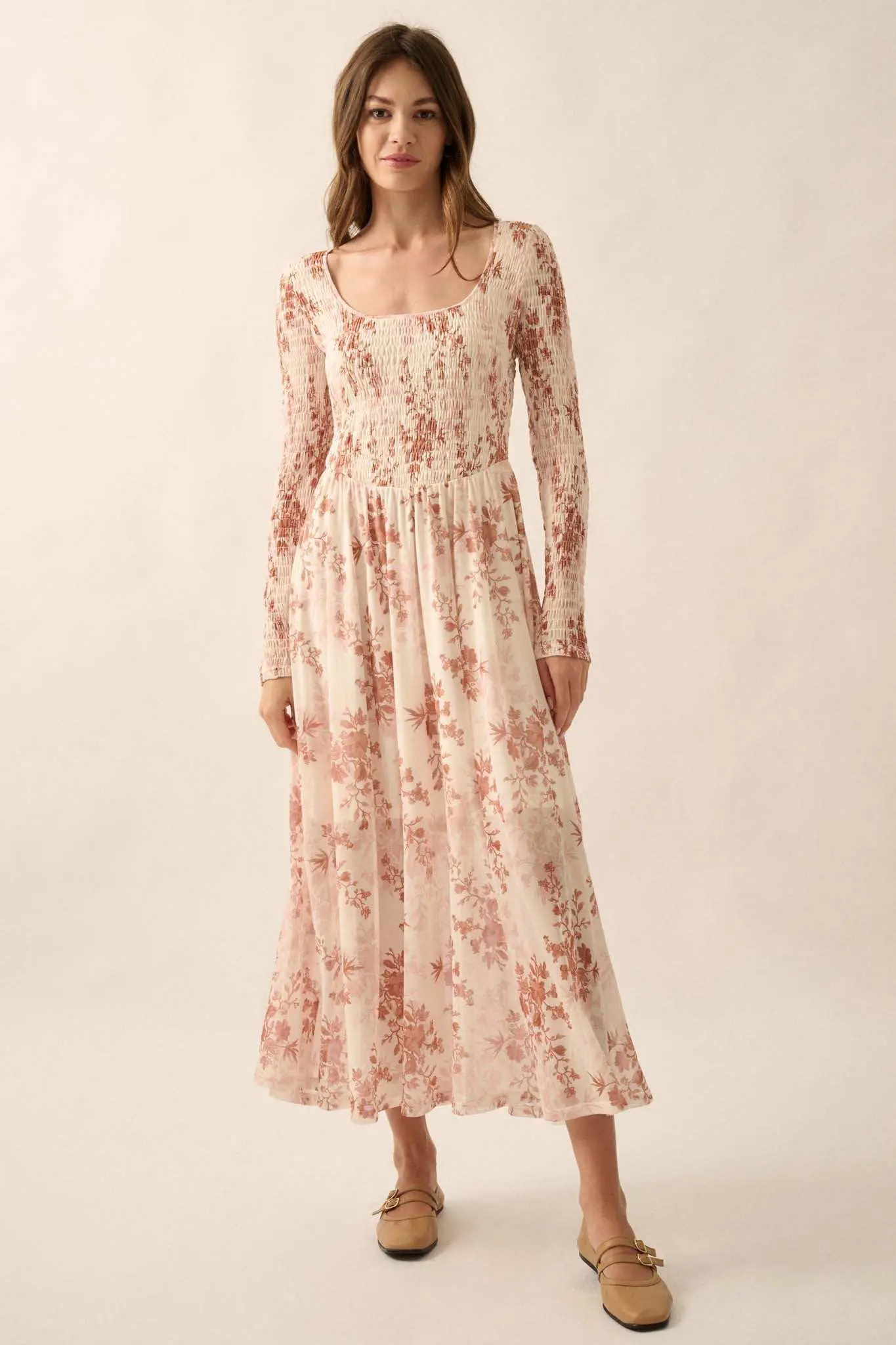 Chasing Wildflowers Smocked Floral Midi Dress - Image 4