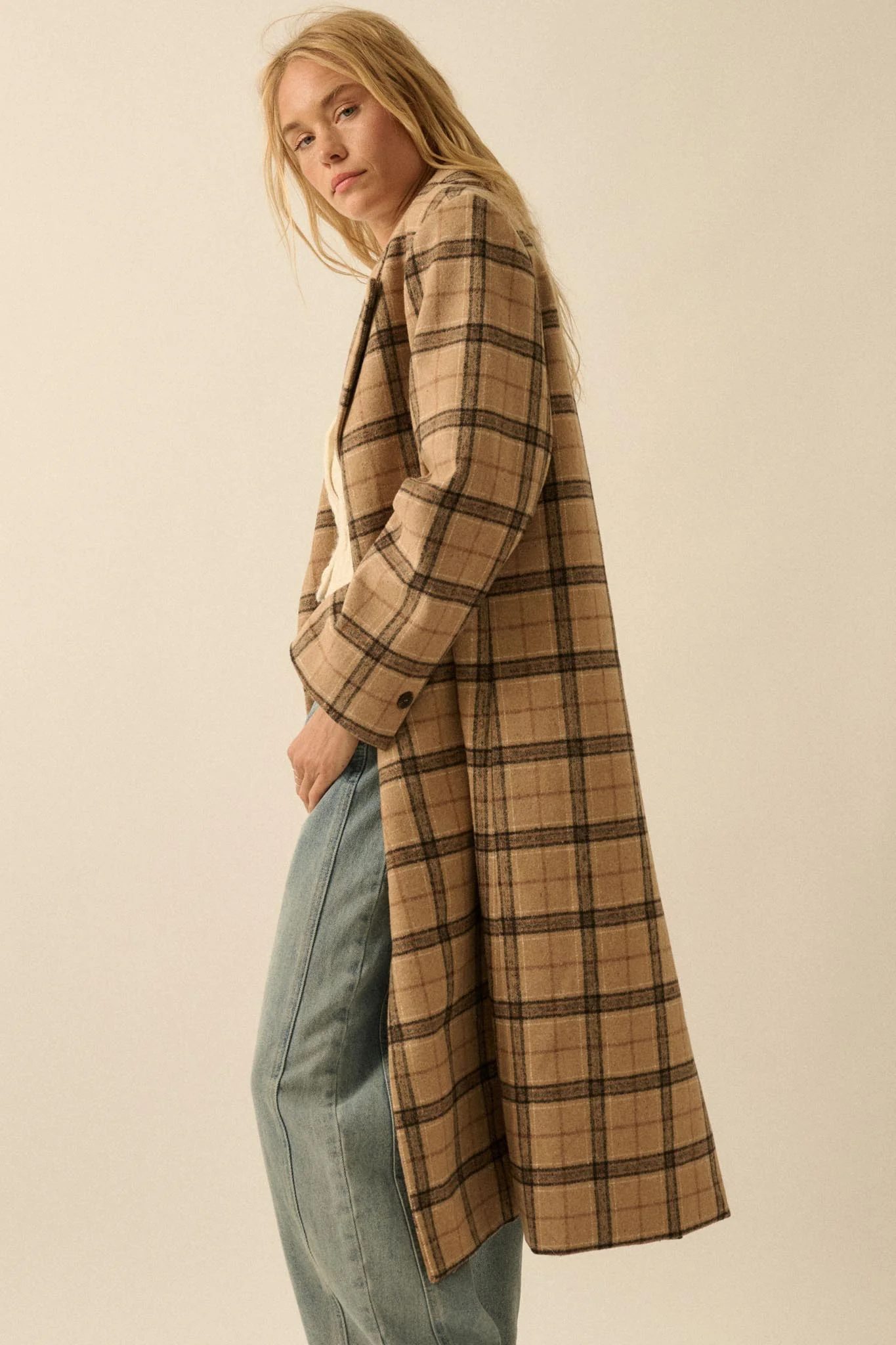 Check Please Double-Breasted Plaid Overcoat - Image 10
