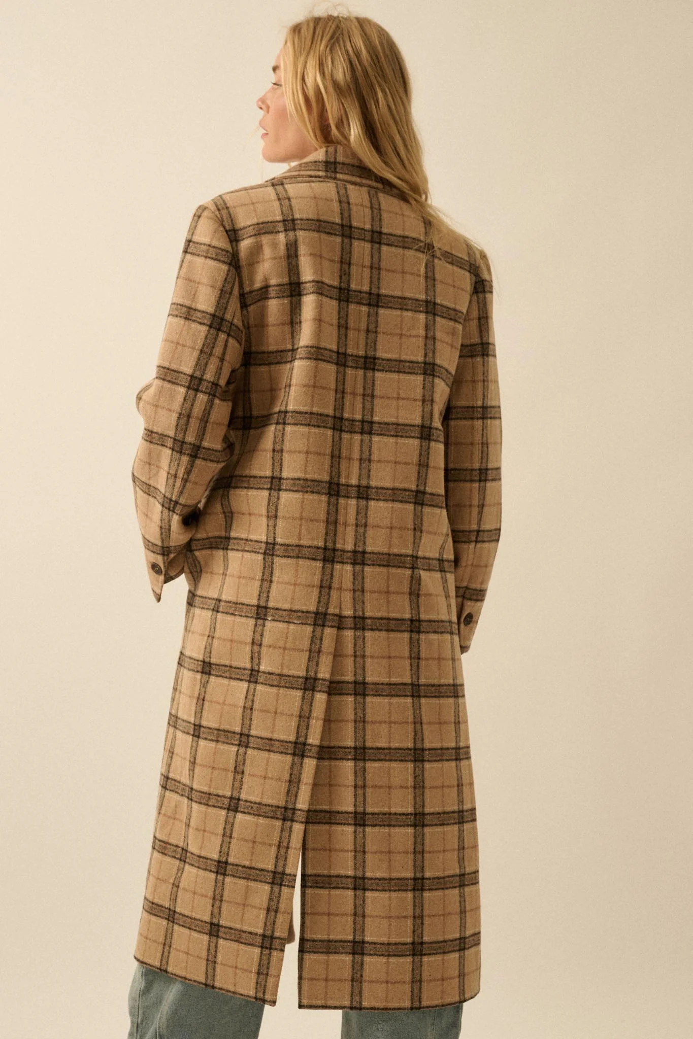 Check Please Double-Breasted Plaid Overcoat - Image 11