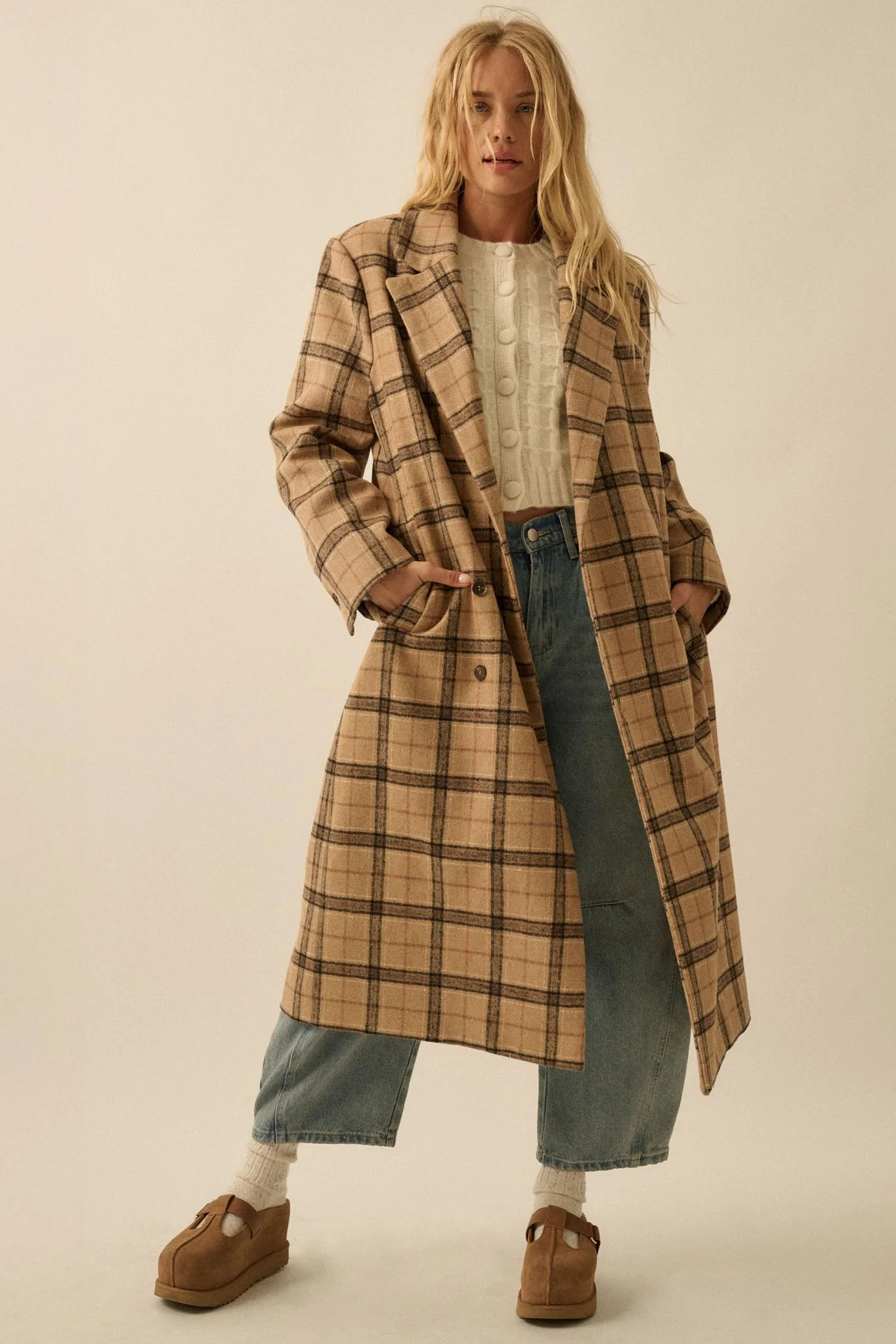 Check Please Double-Breasted Plaid Overcoat - Image 6