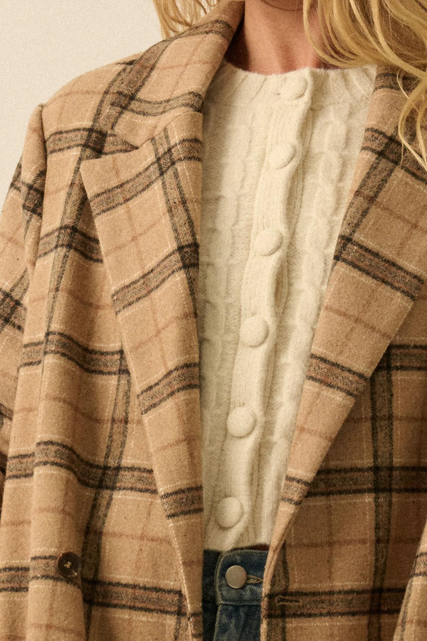 Check Please Double-Breasted Plaid Overcoat - Image 7
