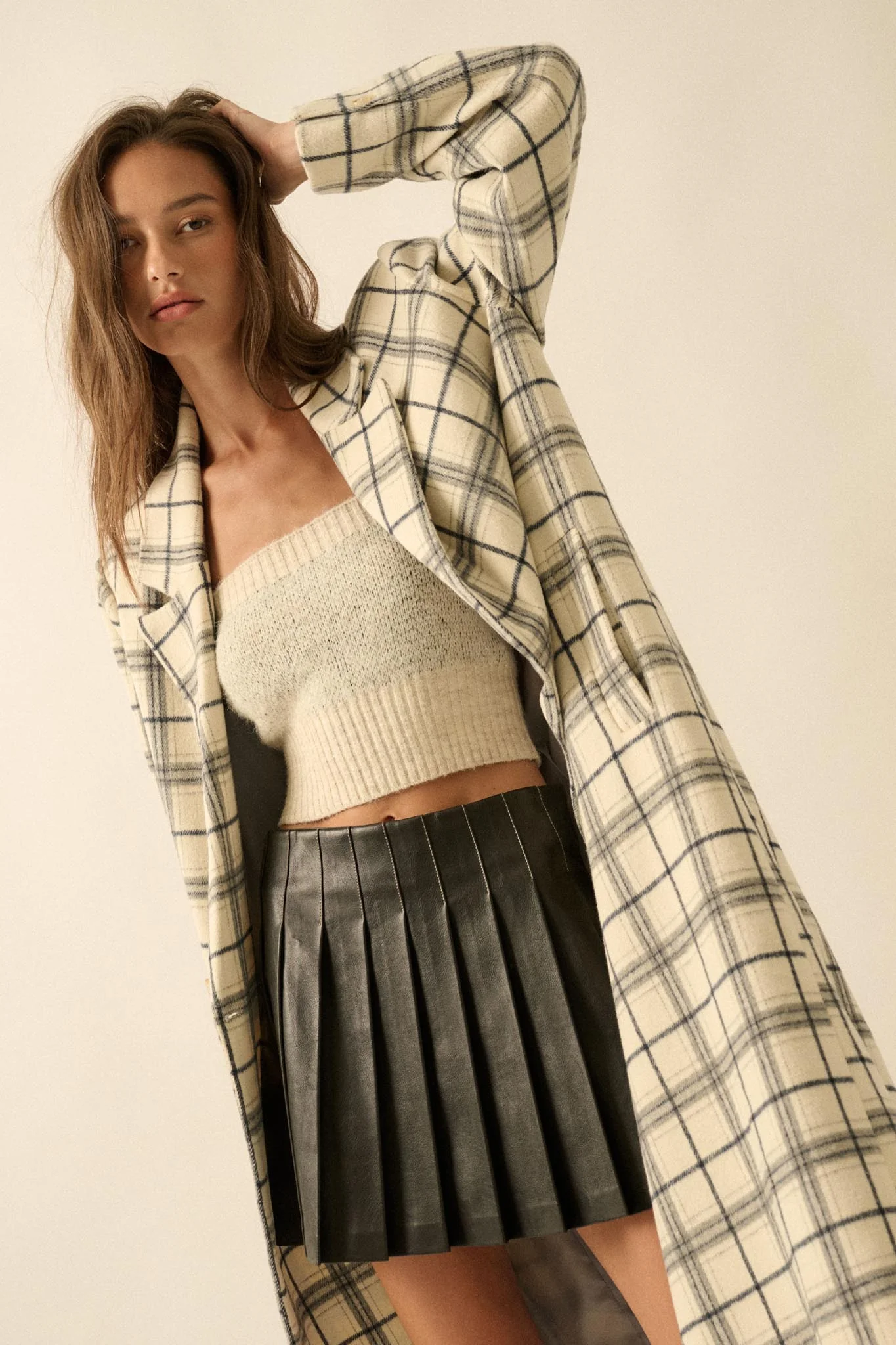 Checked Out Plaid Double-Breasted Overcoat - Image 2