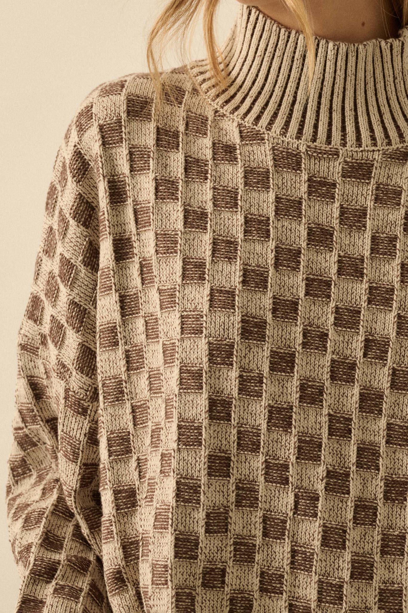Checkmate Checkered Knit Mock-Neck Sweater - Image 2