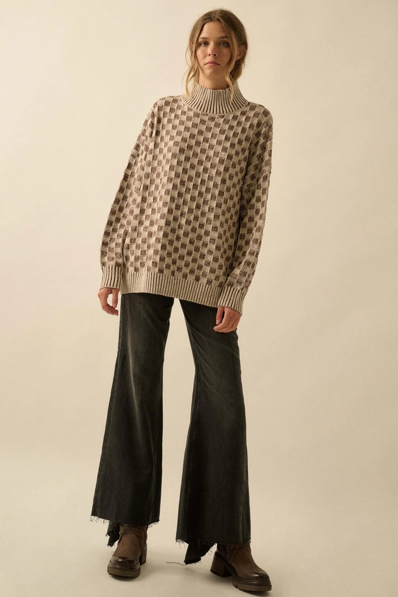 Checkmate Checkered Knit Mock-Neck Sweater - Image 3