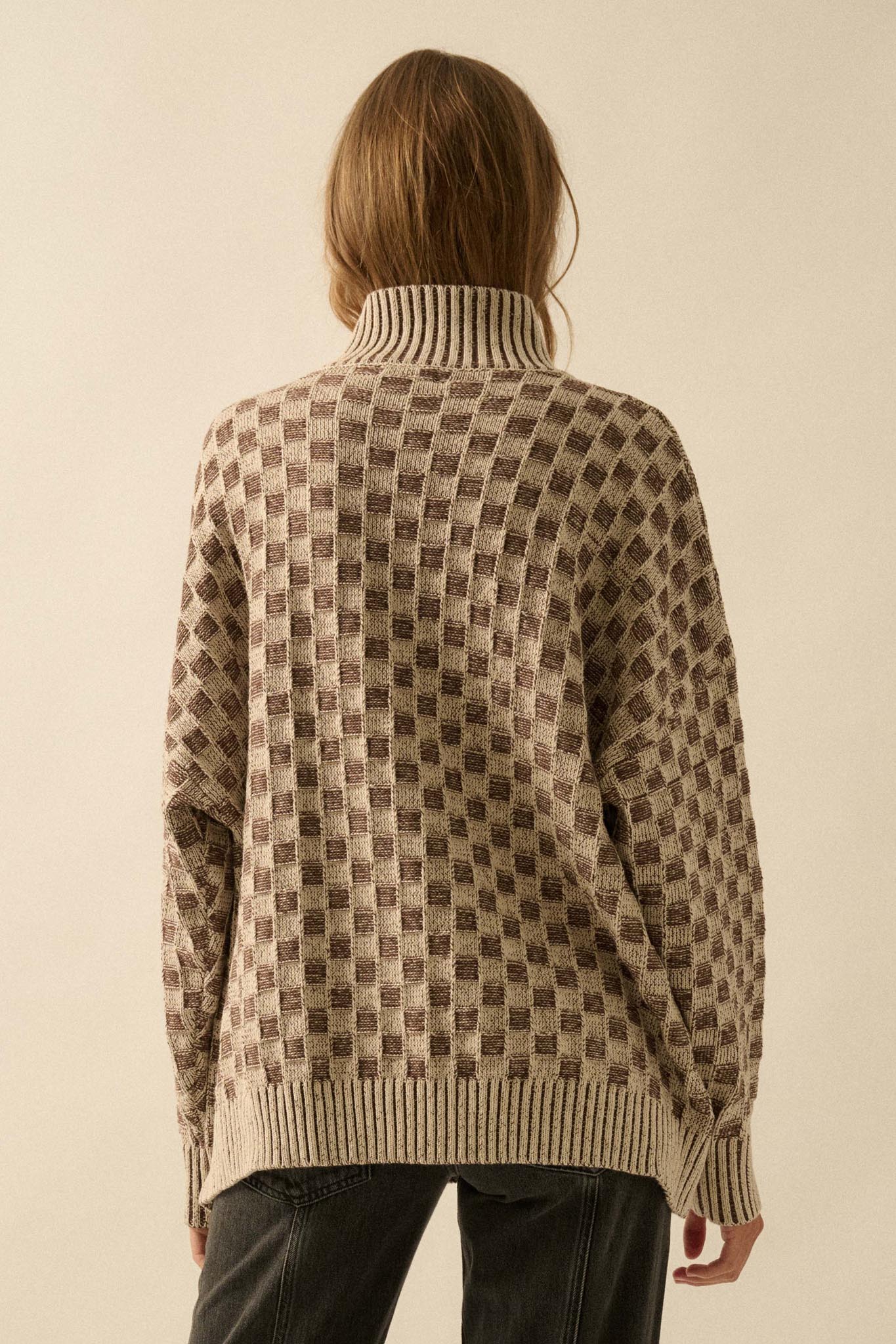 Checkmate Checkered Knit Mock-Neck Sweater - Image 6