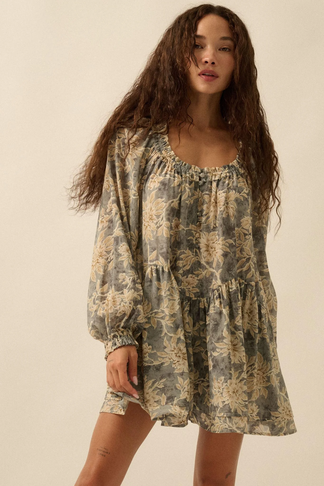 Cherished Memory Floral Chiffon Babydoll Romper - Image 4