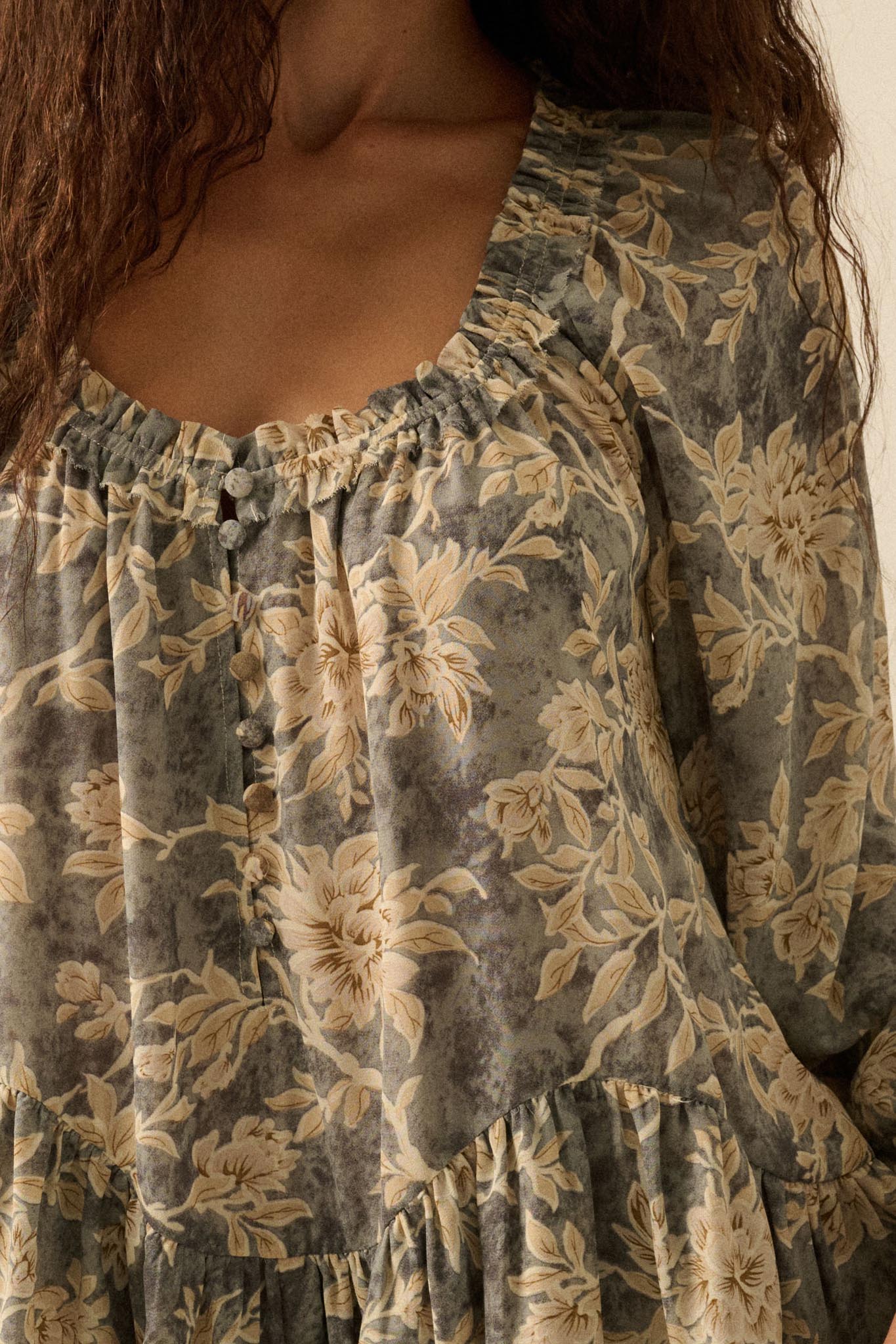 Cherished Memory Floral Chiffon Babydoll Romper - Image 5