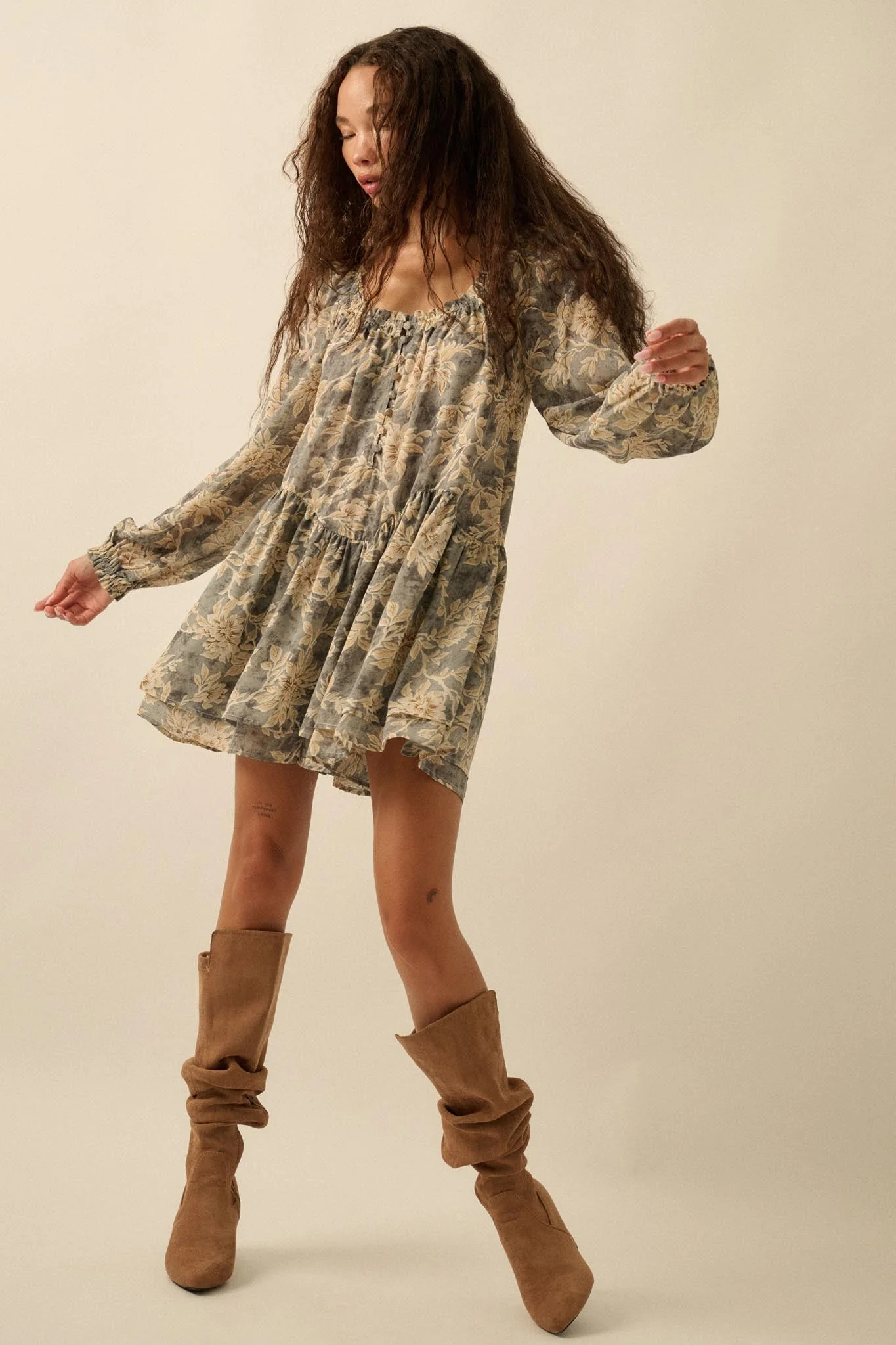 Cherished Memory Floral Chiffon Babydoll Romper - Image 6