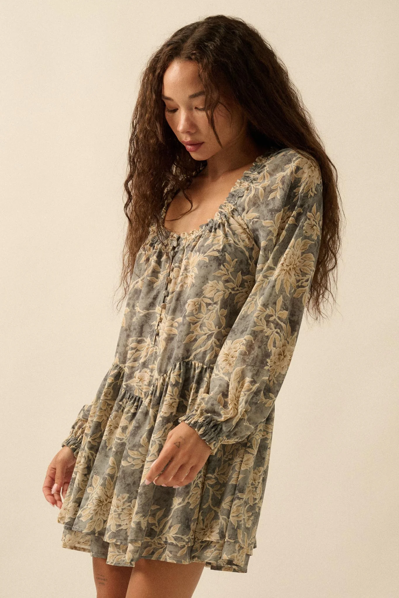 Cherished Memory Floral Chiffon Babydoll Romper - Image 8