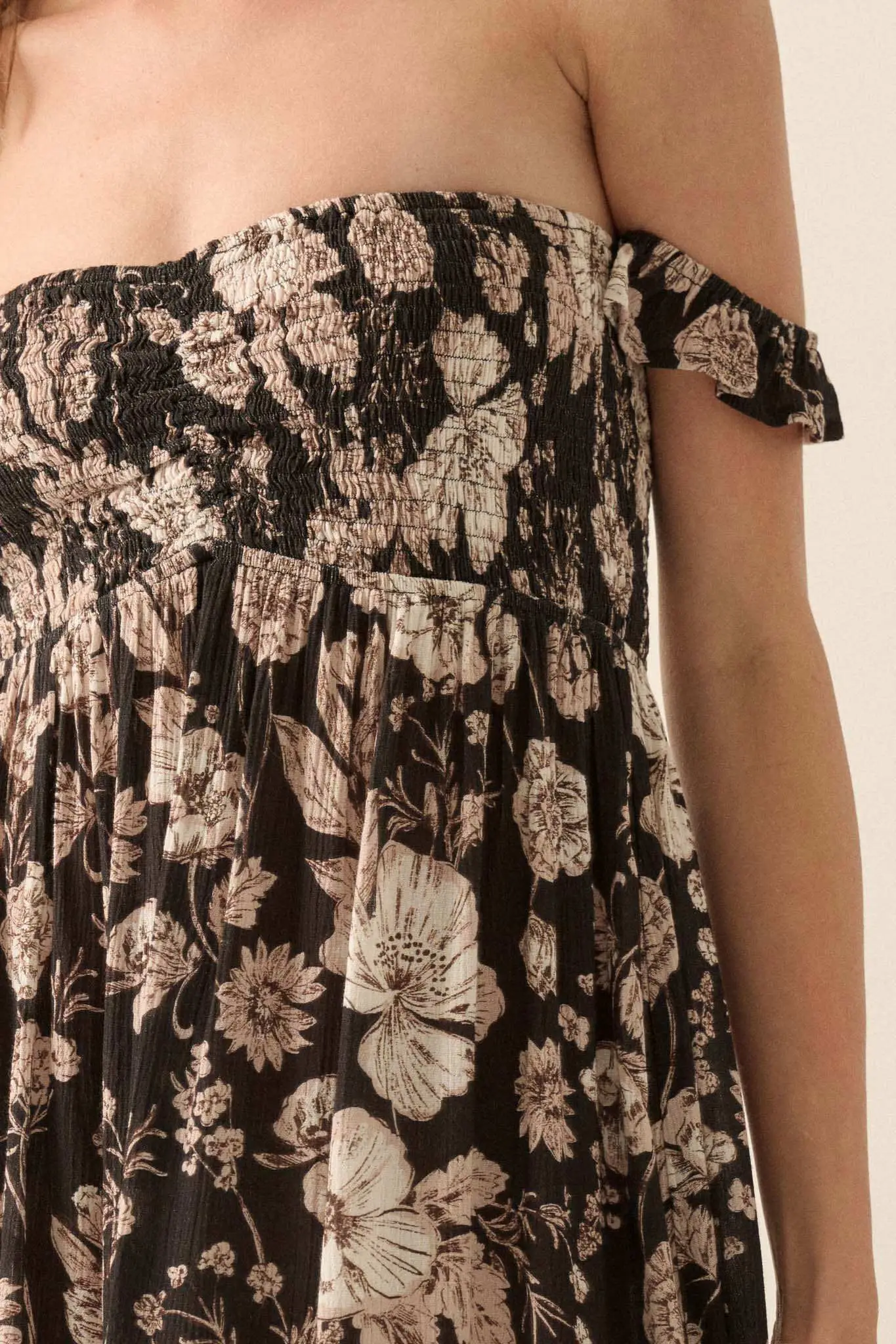 Chic Petals Smocked Floral Off-Shoulder Maxi Dress - Image 5