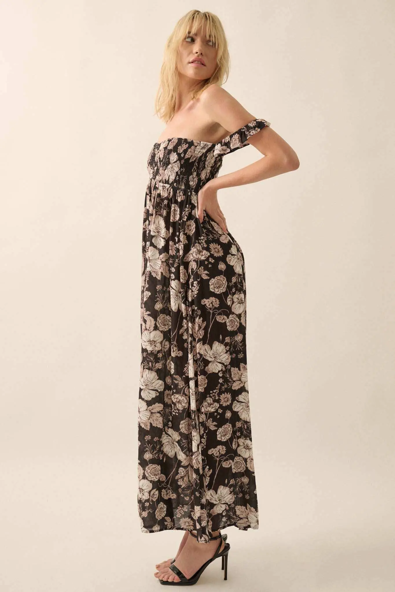 Chic Petals Smocked Floral Off-Shoulder Maxi Dress - Image 8