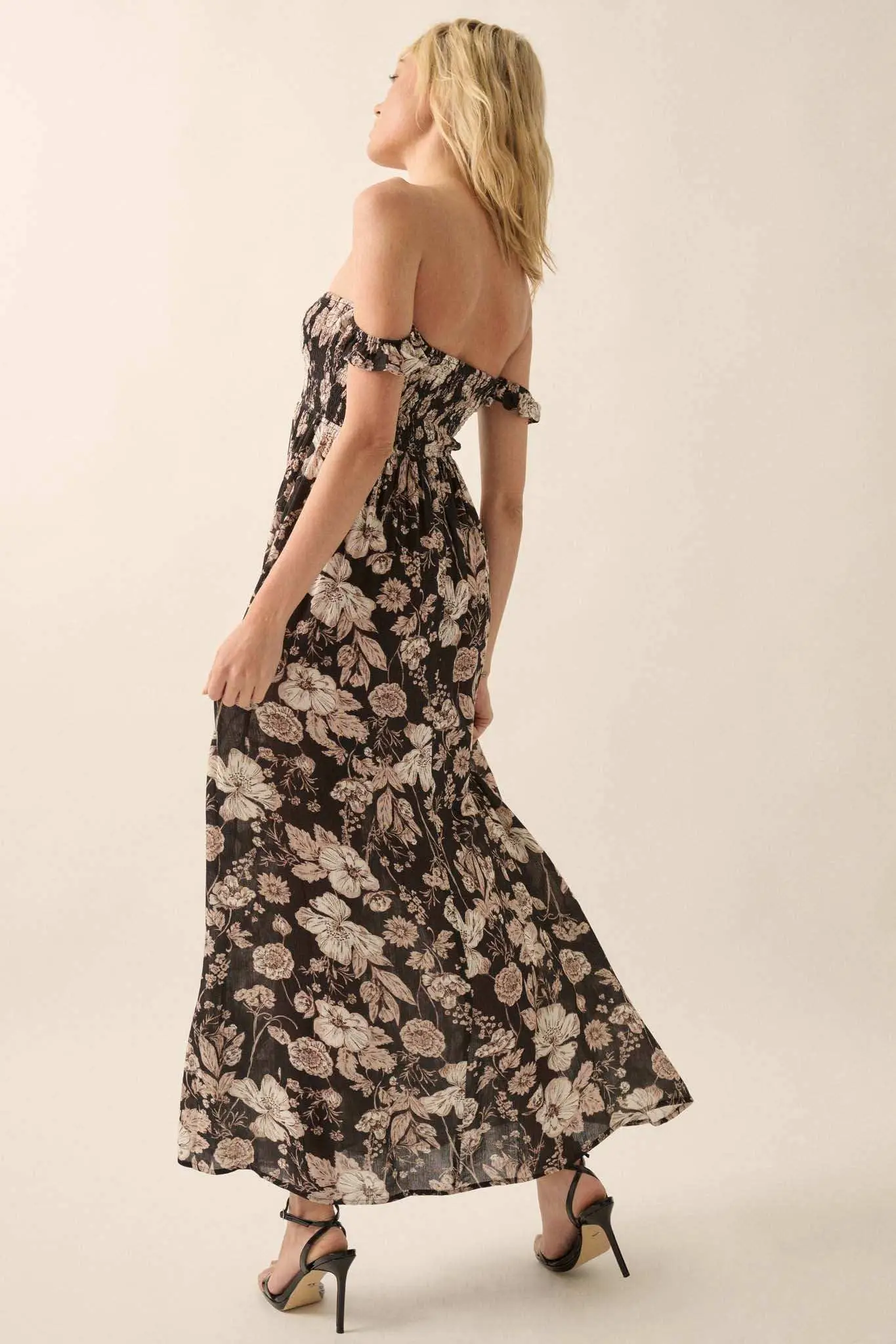 Chic Petals Smocked Floral Off-Shoulder Maxi Dress - Image 9