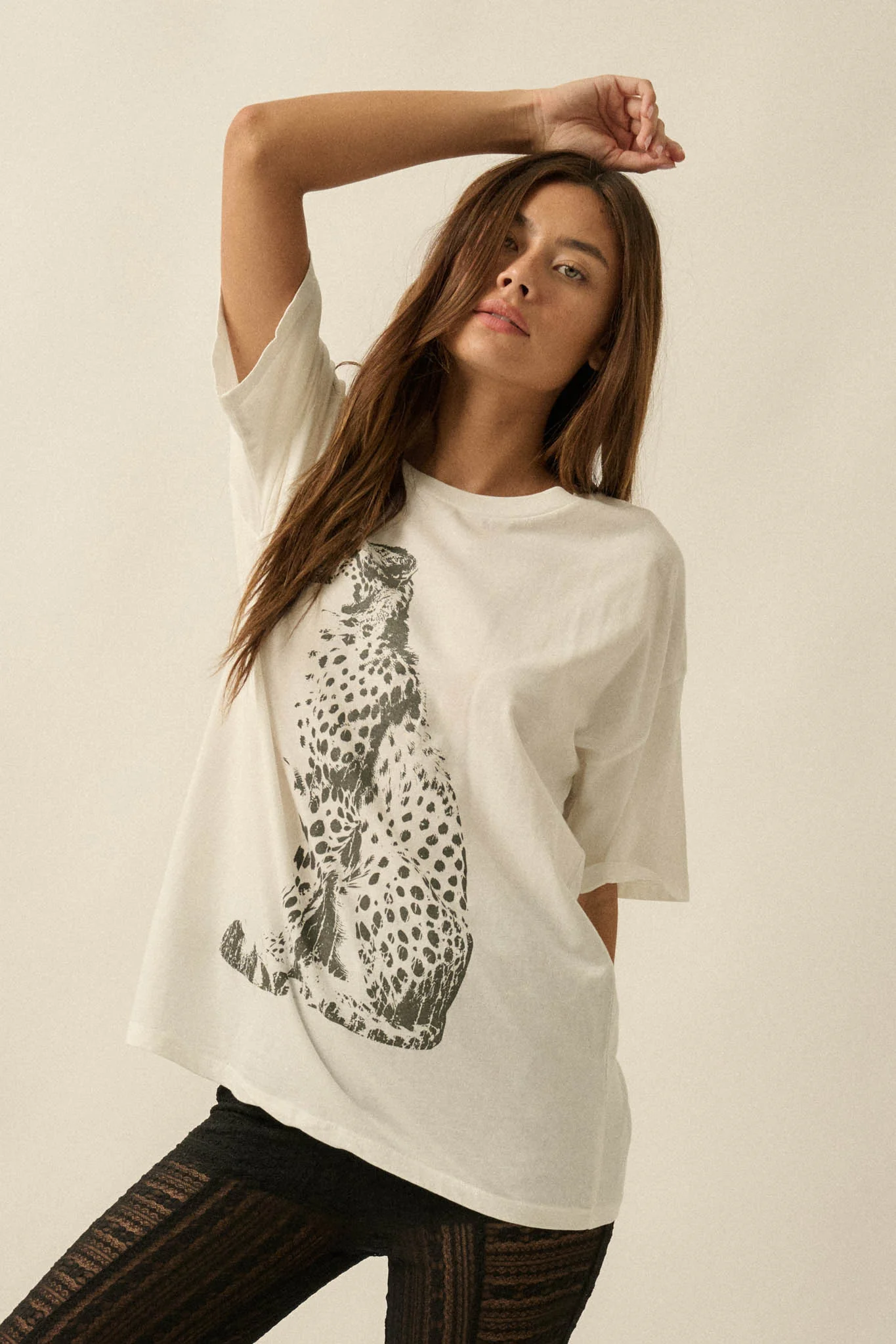 Chill Cheetah Oversize Vintage Graphic Tee - Image 7