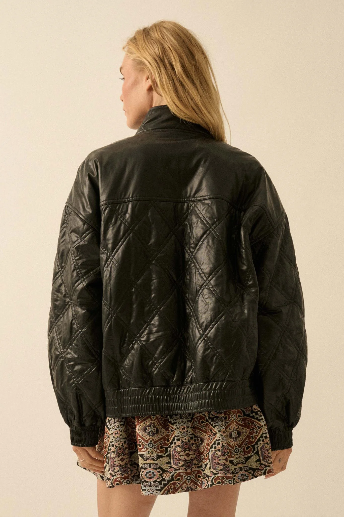 Chill Factor Quilted Vegan Leather Oversize Jacket - Image 2