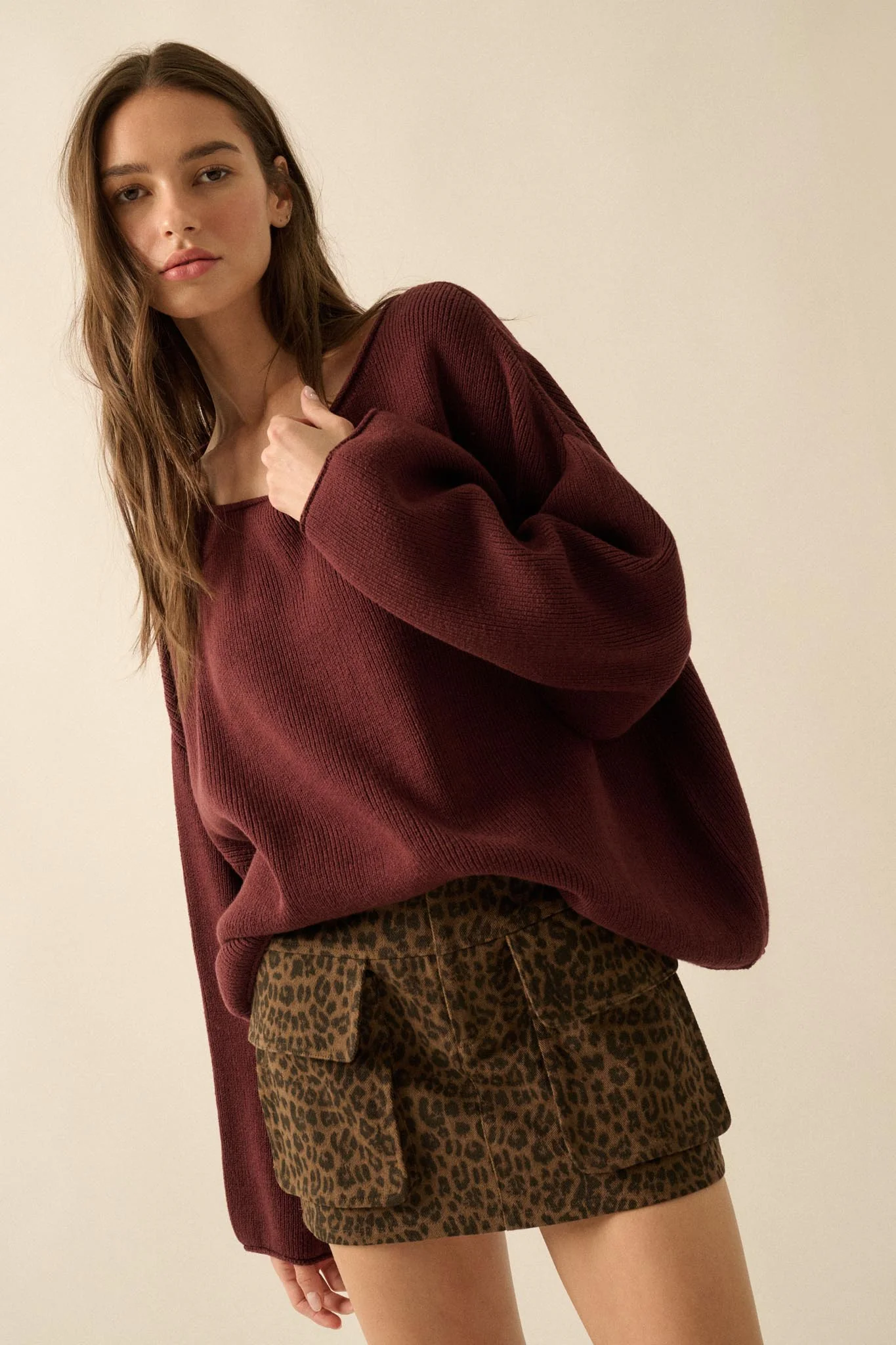 Chill Vibes Rolled-Edge Ribbed Knit Sweater - Image 10