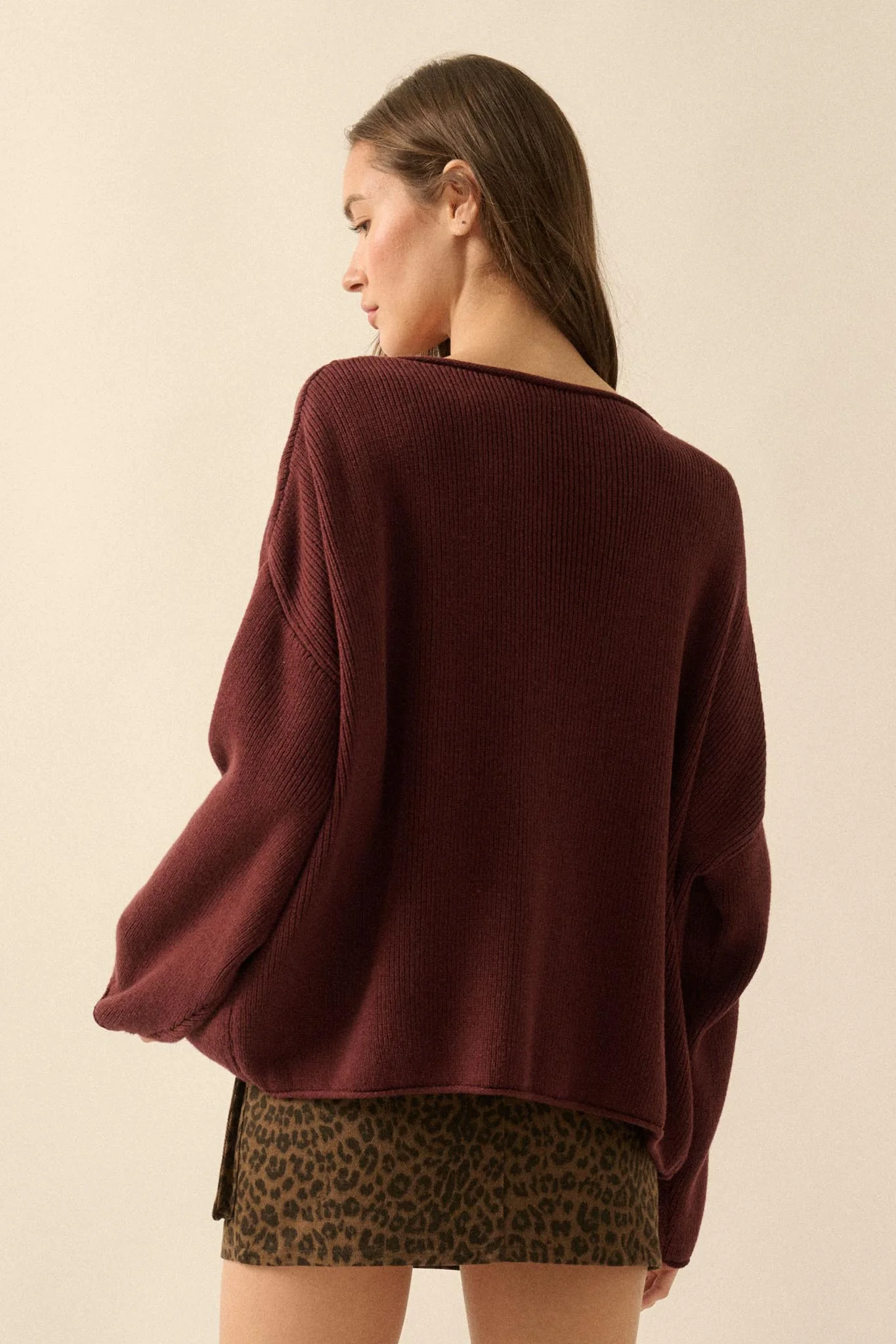 Chill Vibes Rolled-Edge Ribbed Knit Sweater - Image 12
