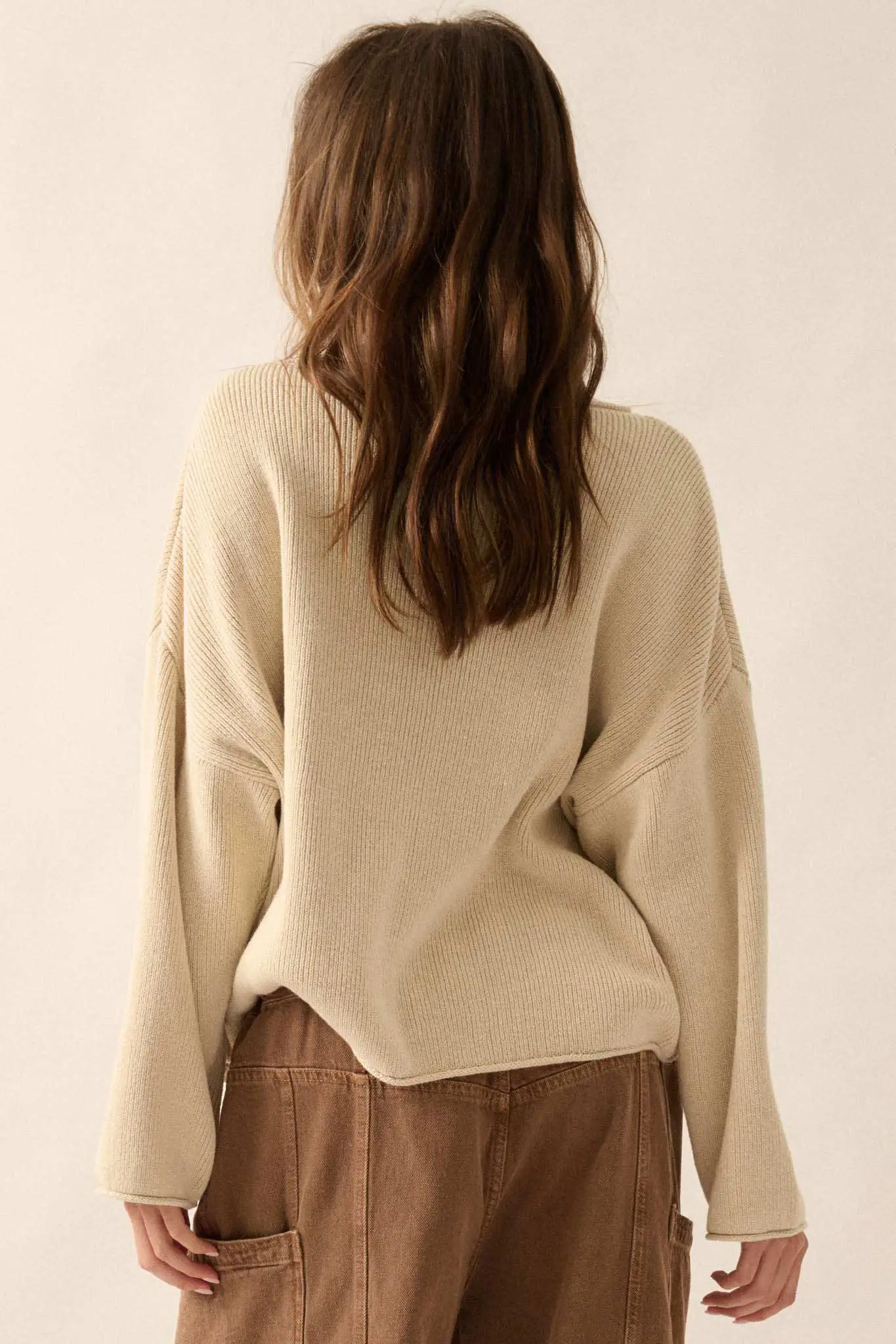 Chill Vibes Rolled-Edge Ribbed Knit Sweater - Image 26