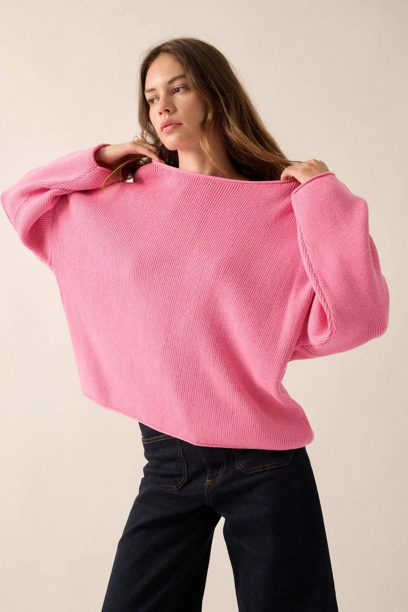 Chill Vibes Rolled-Edge Ribbed Knit Sweater - Image 31