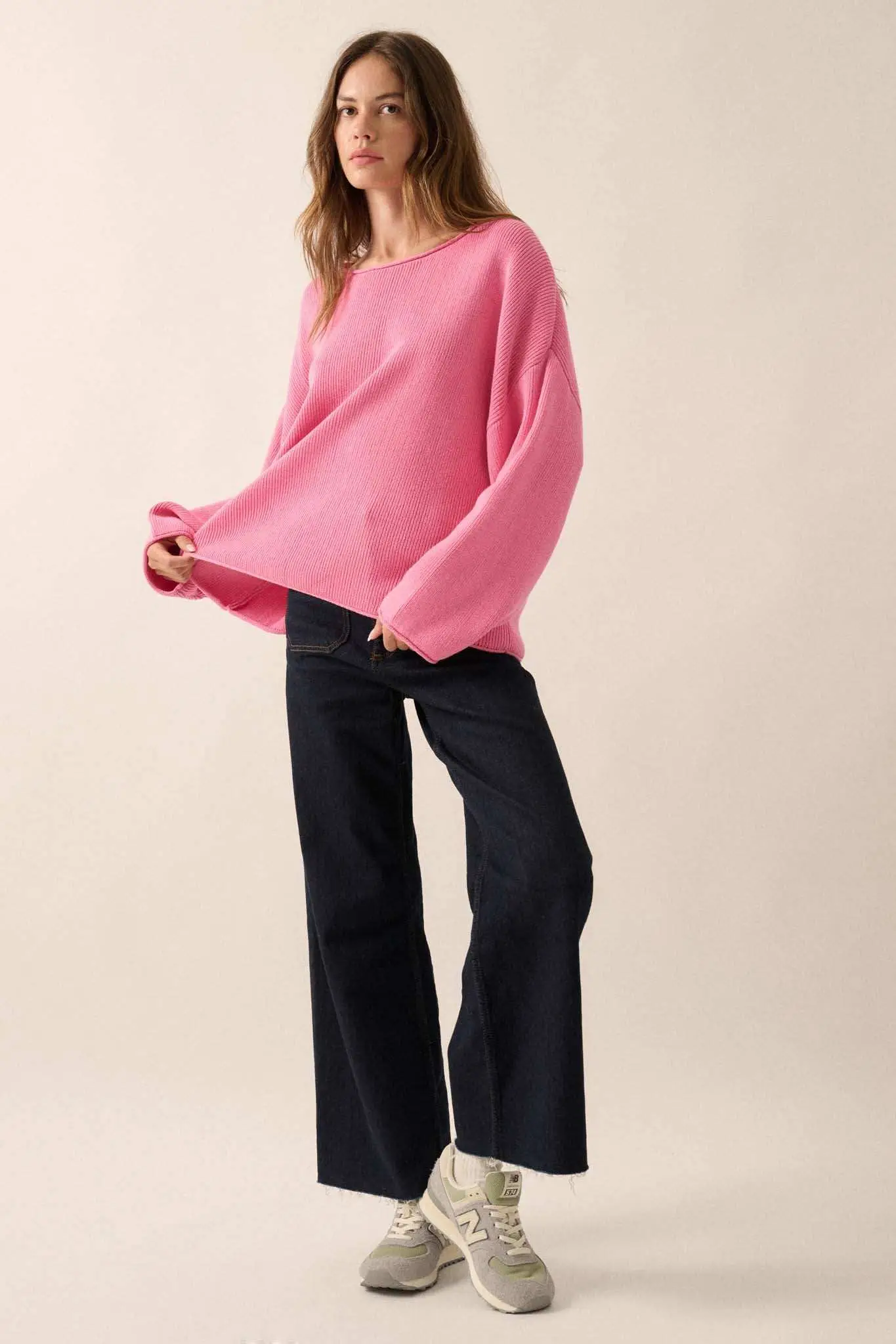 Chill Vibes Rolled-Edge Ribbed Knit Sweater - Image 35