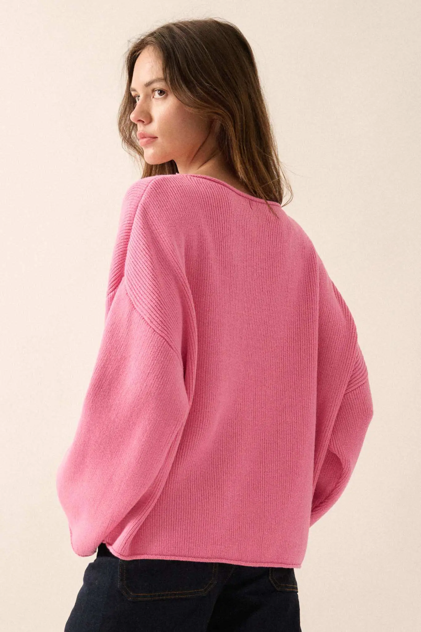 Chill Vibes Rolled-Edge Ribbed Knit Sweater - Image 36