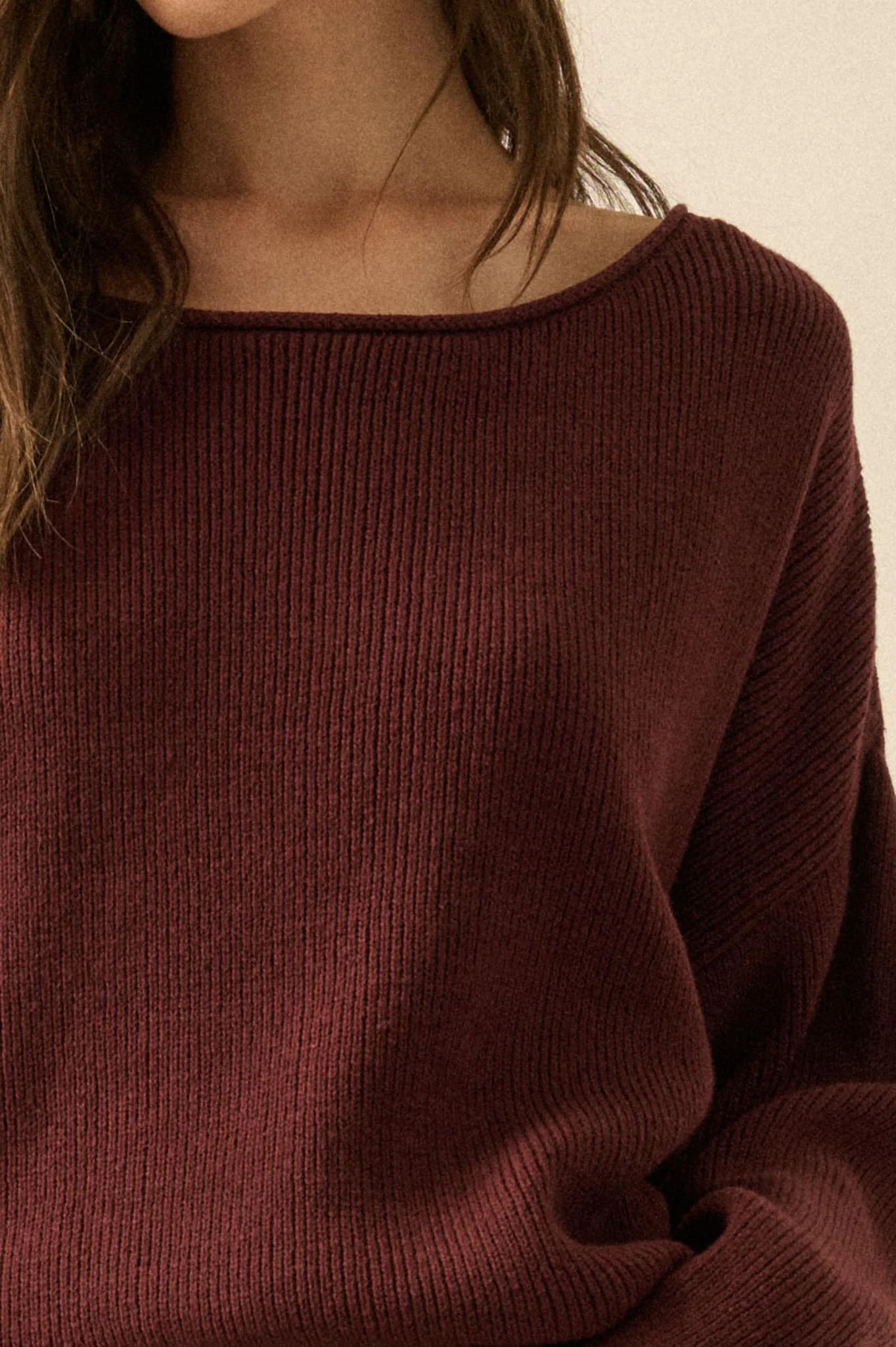 Chill Vibes Rolled-Edge Ribbed Knit Sweater - Image 8