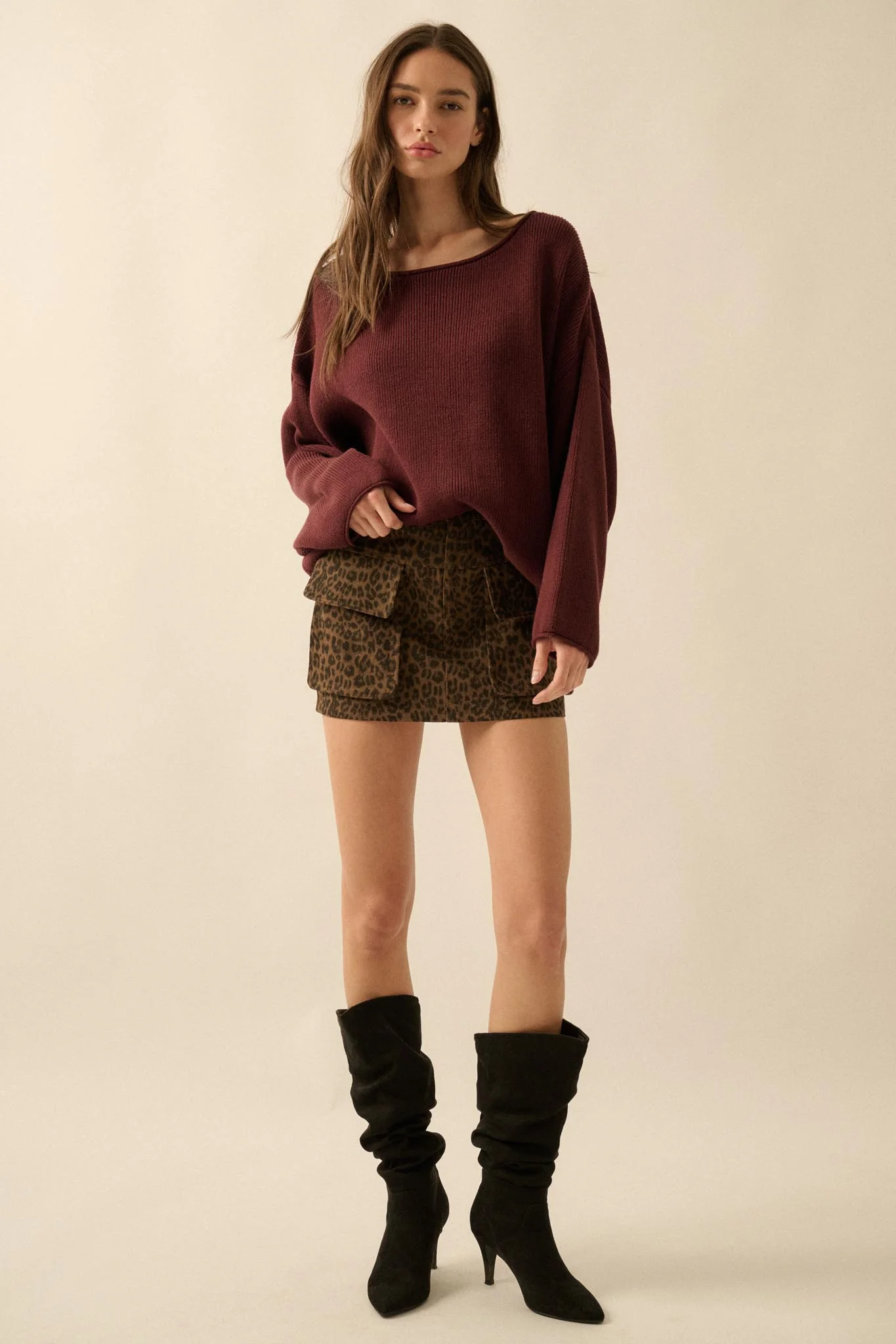 Chill Vibes Rolled-Edge Ribbed Knit Sweater - Image 9