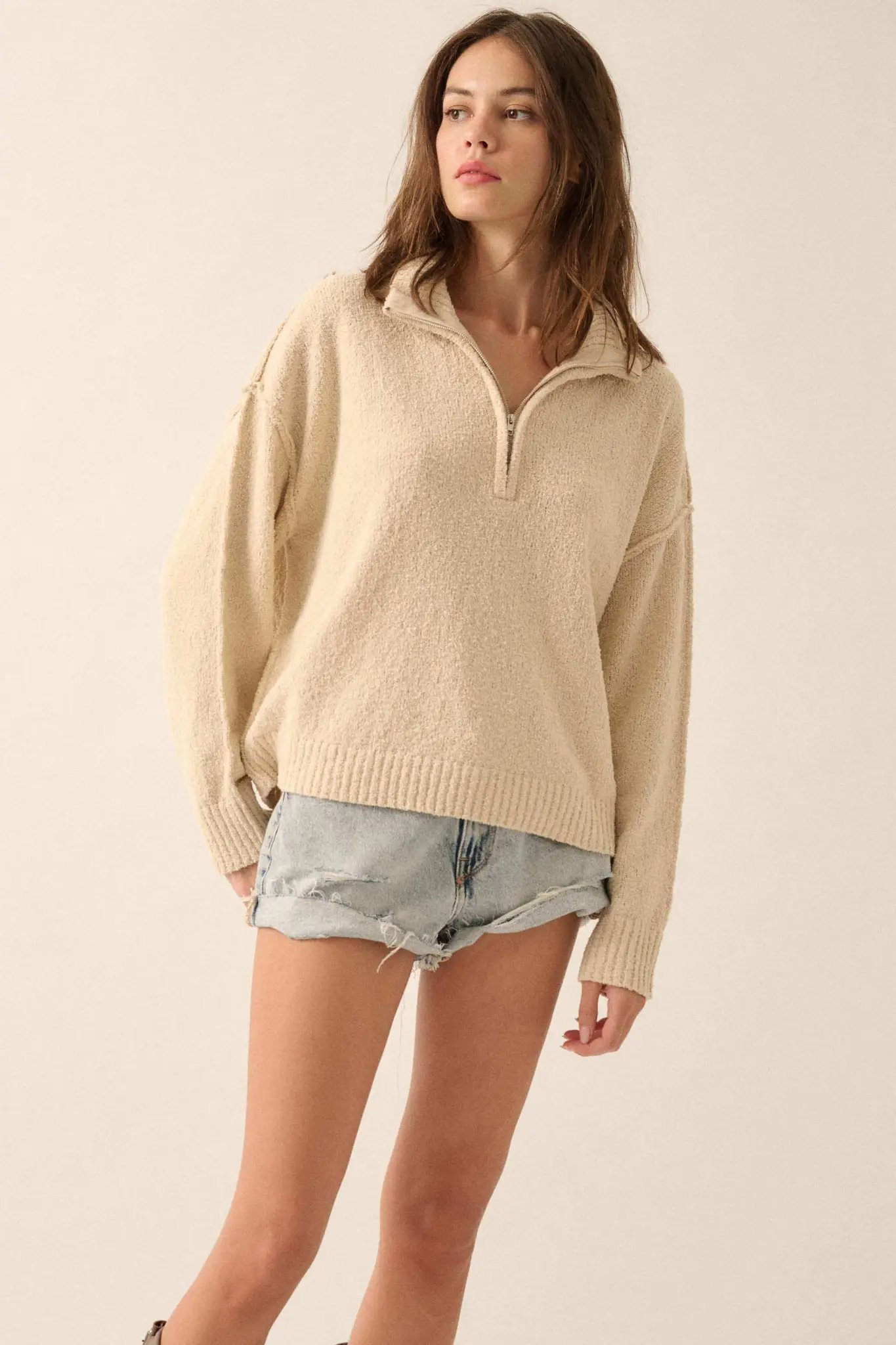 Choose Joy Textured Knit Half-Zip Sweater - Image 10