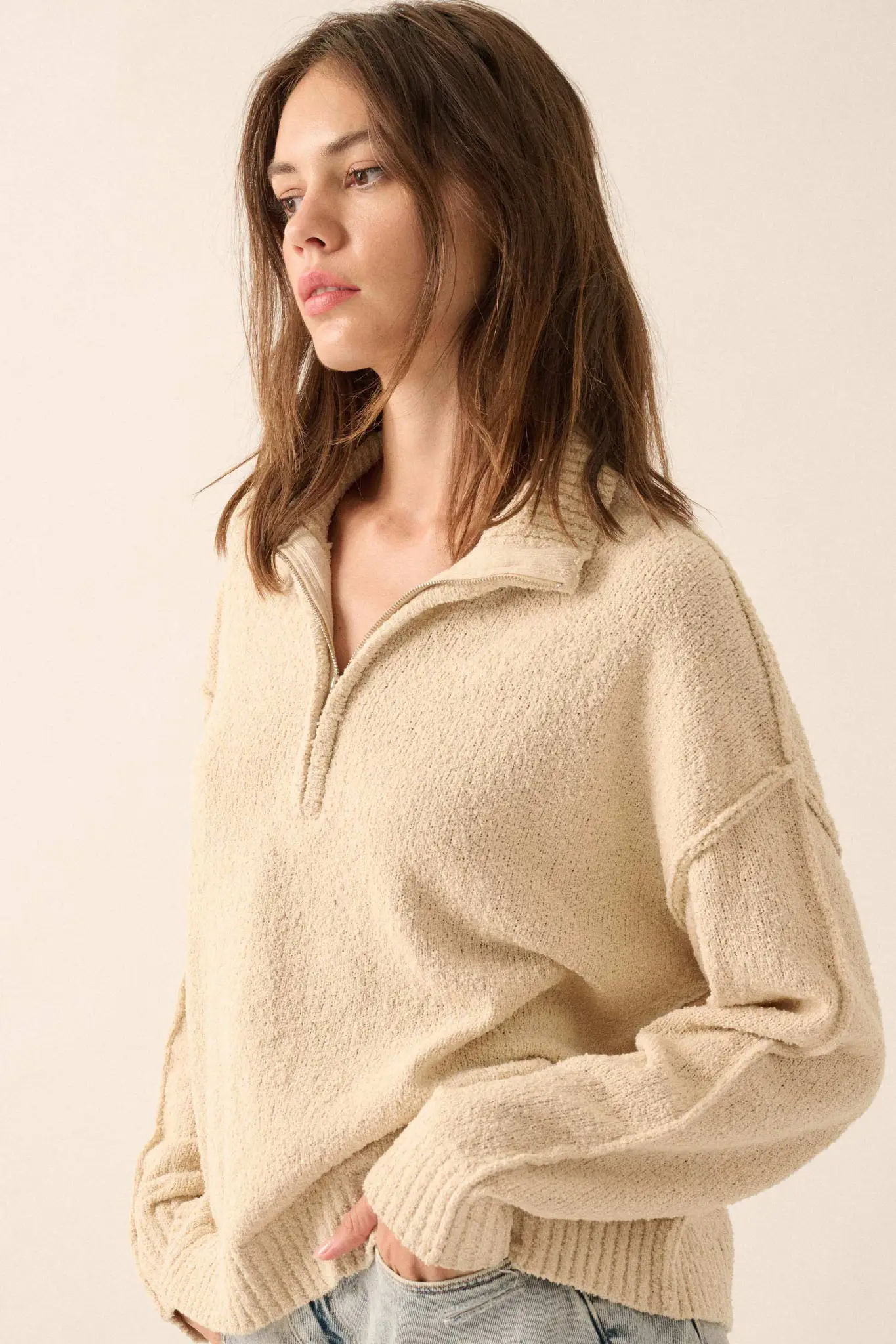 Choose Joy Textured Knit Half-Zip Sweater - Image 11