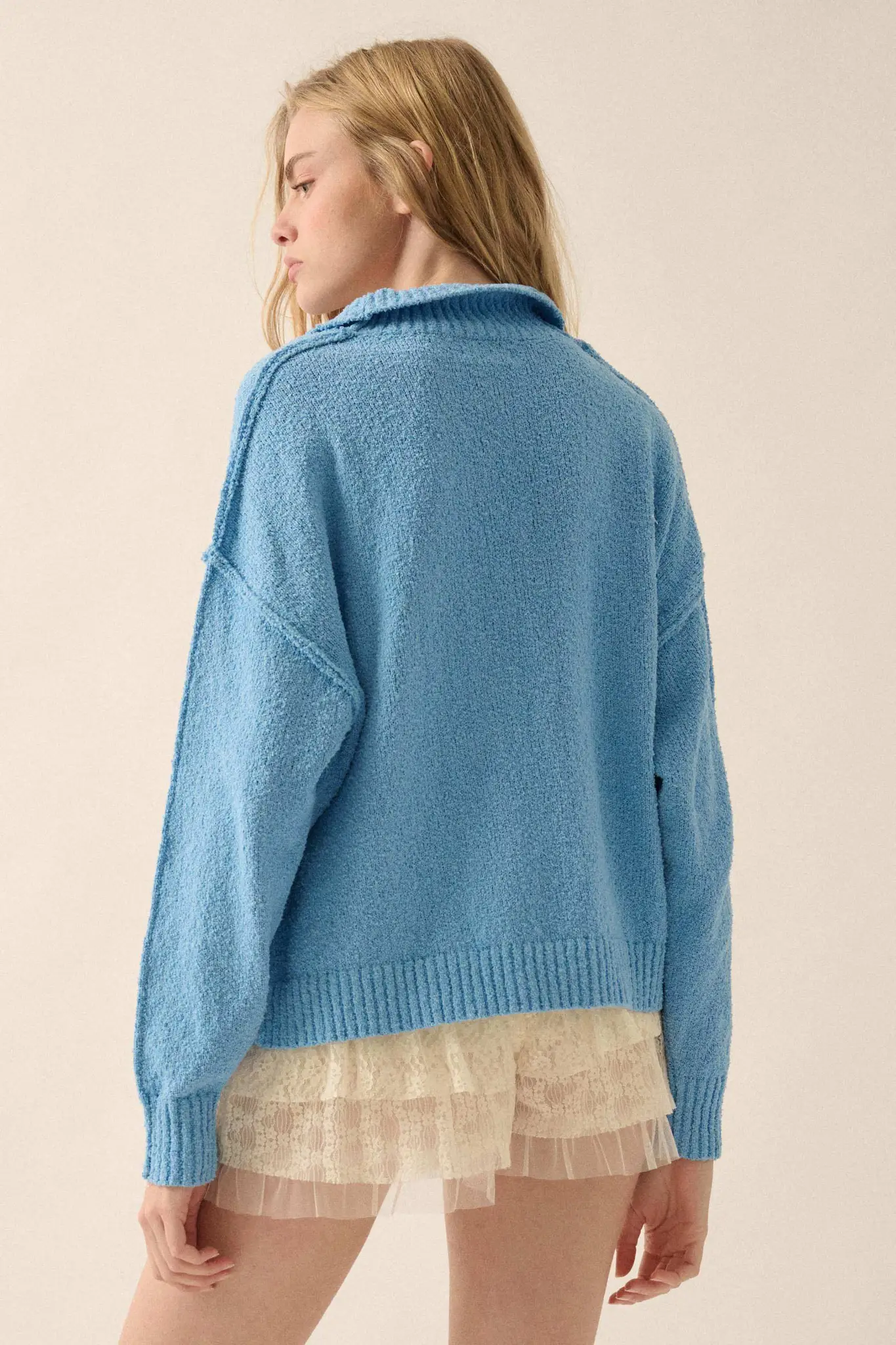 Choose Joy Textured Knit Half-Zip Sweater - Image 2