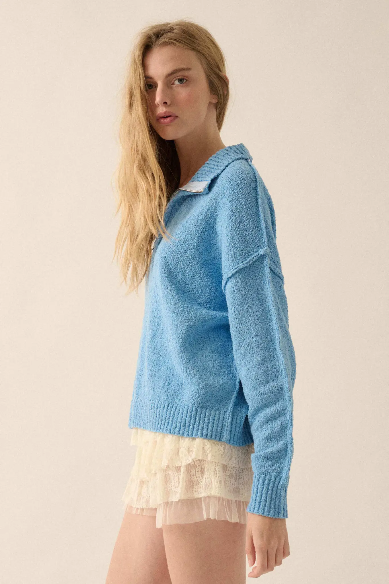 Choose Joy Textured Knit Half-Zip Sweater - Image 6