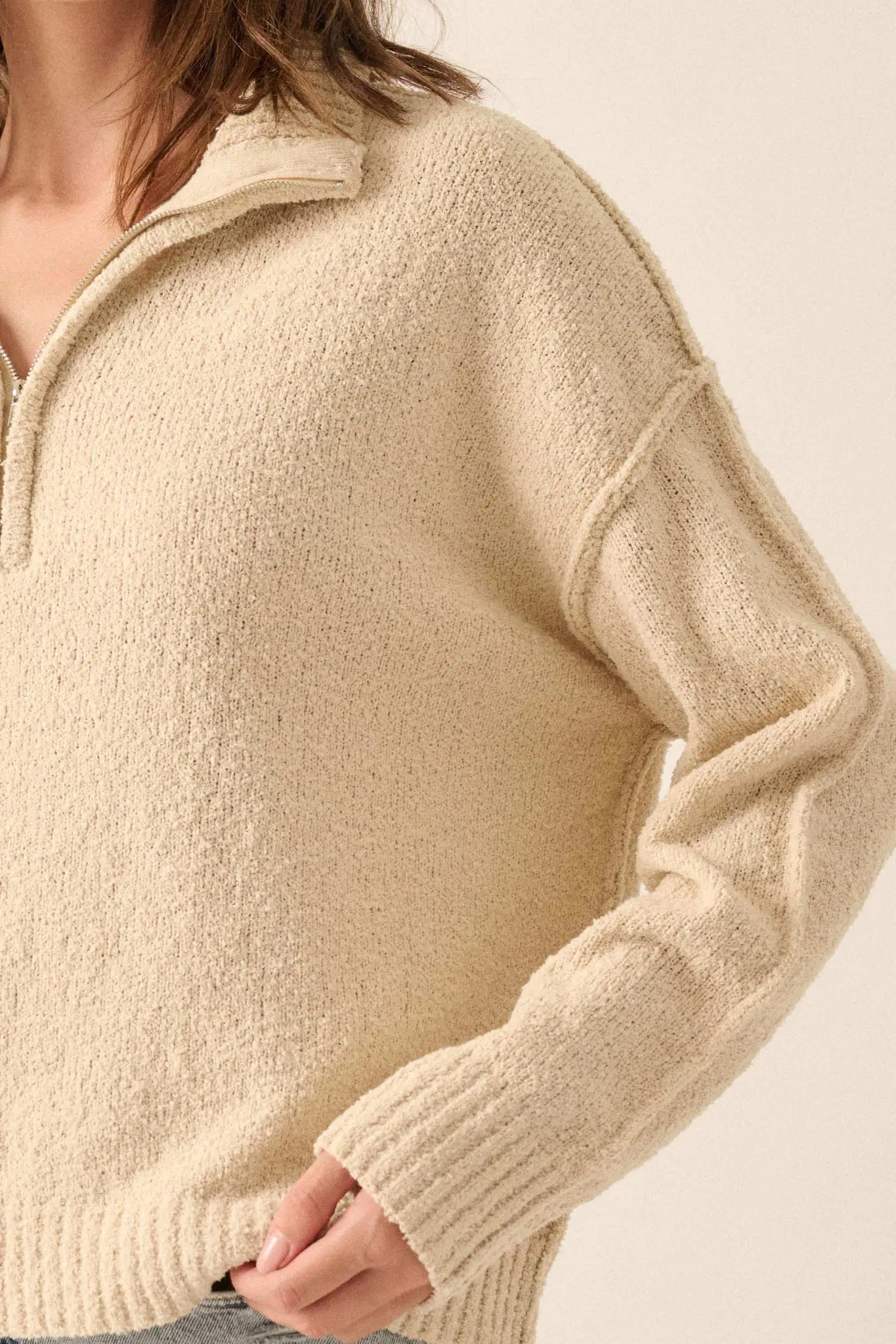 Choose Joy Textured Knit Half-Zip Sweater - Image 8