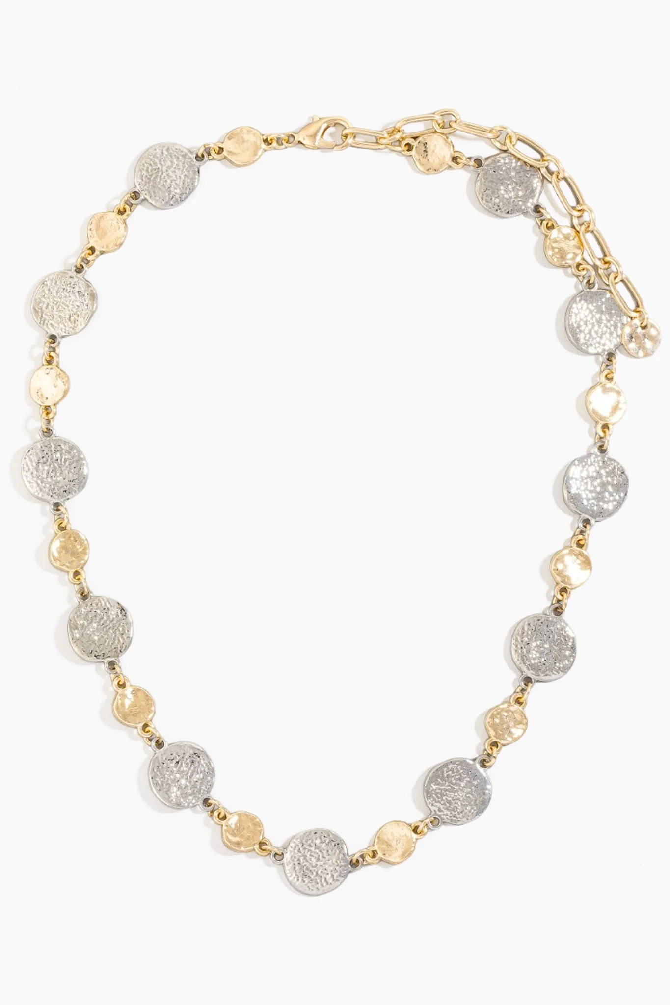 Cielo Two-Tone Hammered Coin Chain Necklace - Image 2