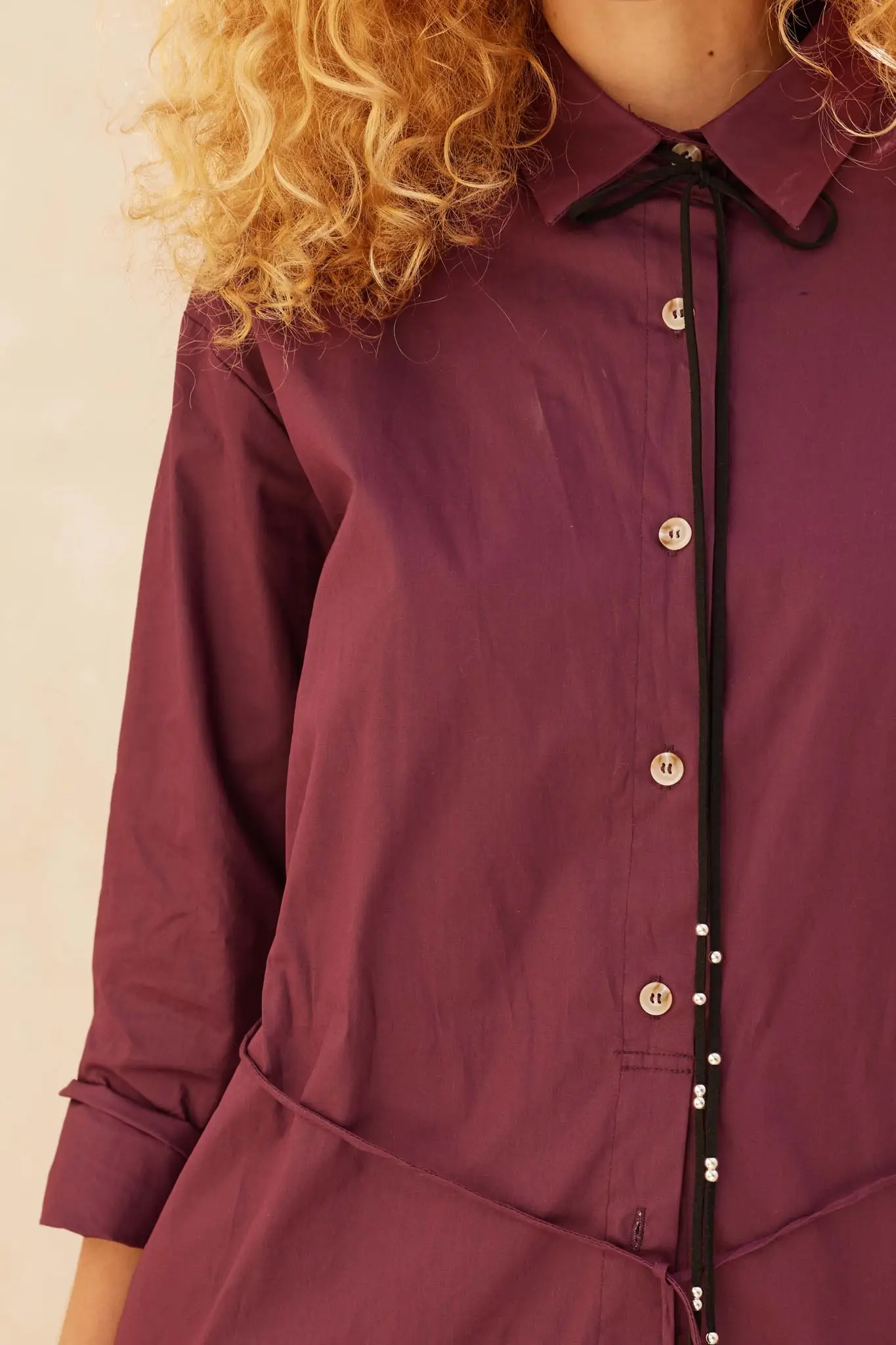 Clock Watcher Cotton Button-Up Belted Shirt Romper - Image 3