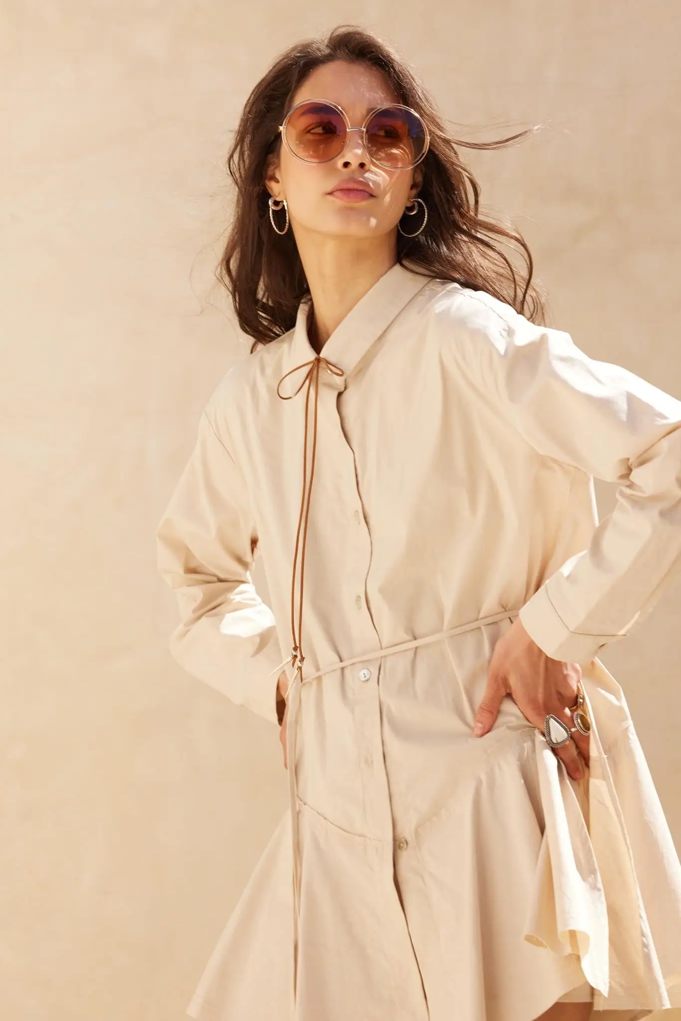 Clocked Out Belted Button-Up Skirted Shirt Romper - Image 10