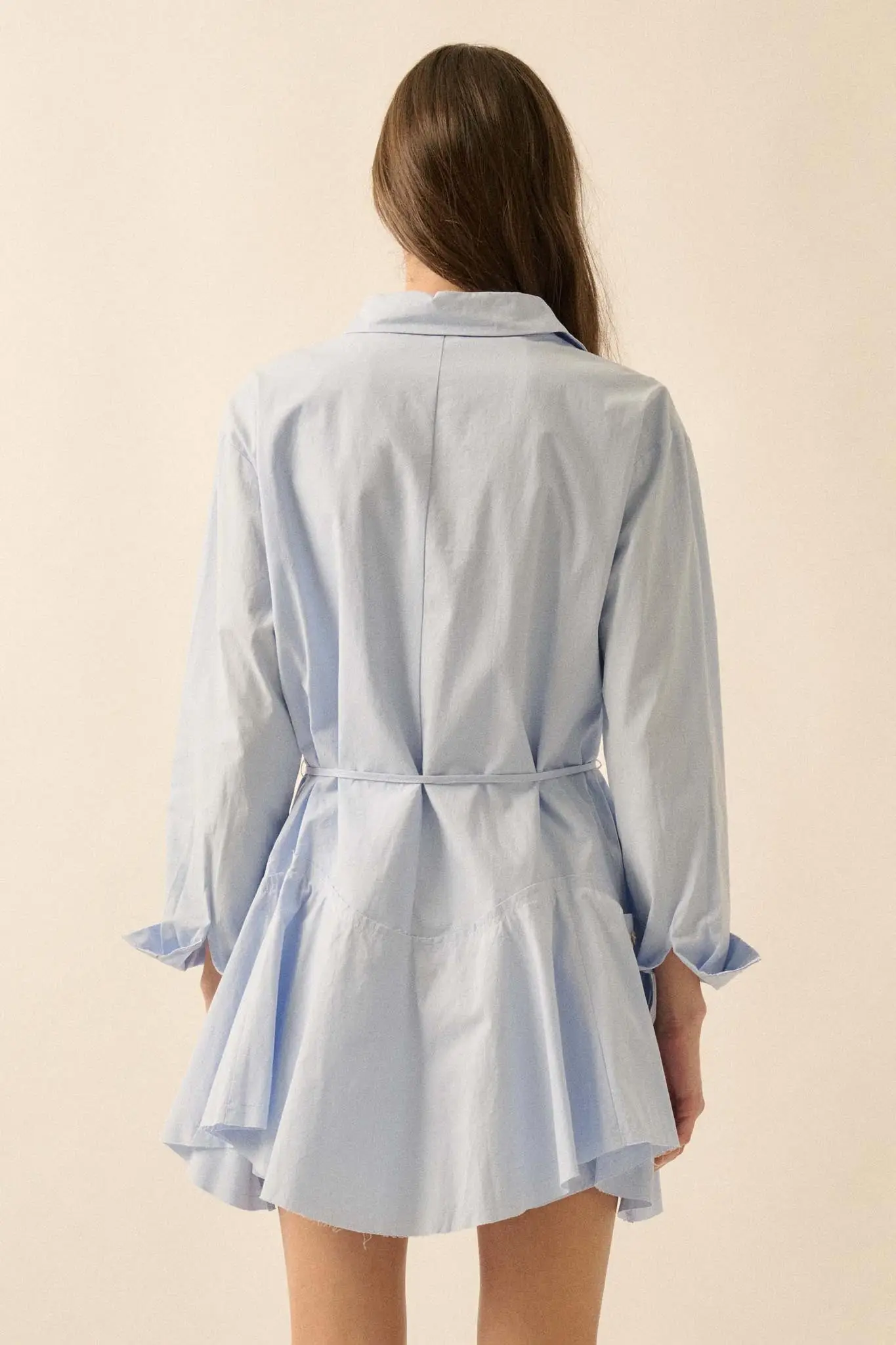 Clocked Out Belted Button-Up Skirted Shirt Romper - Image 2