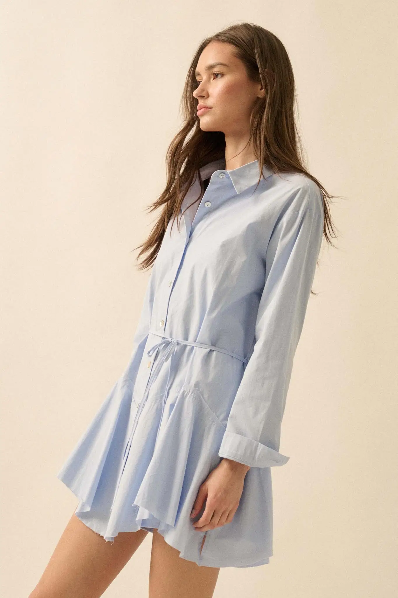 Clocked Out Belted Button-Up Skirted Shirt Romper - Image 6