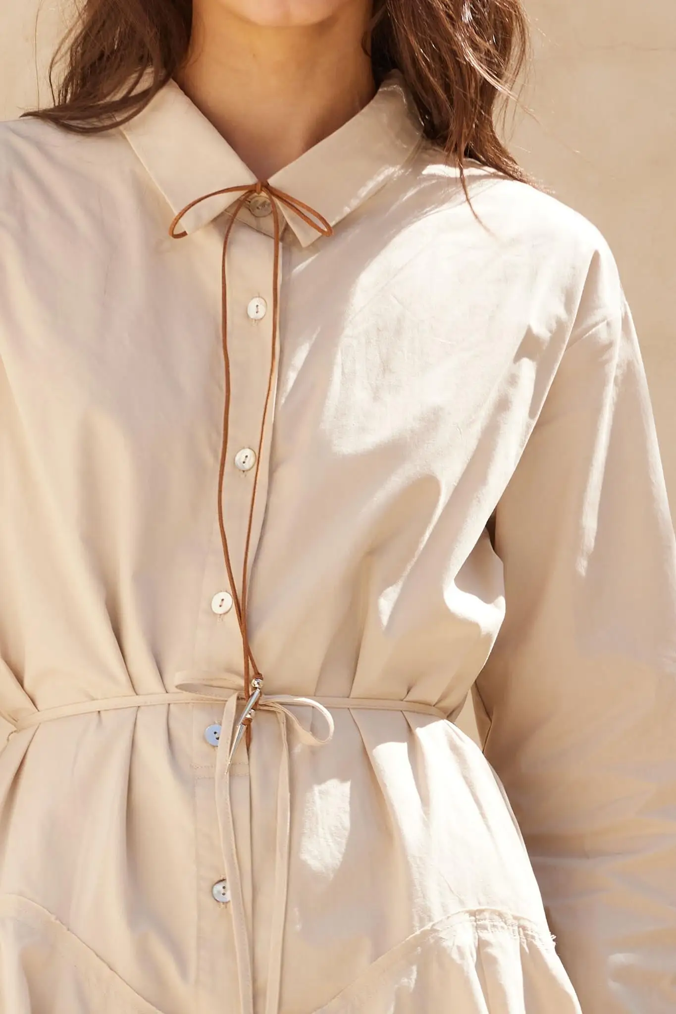 Clocked Out Belted Button-Up Skirted Shirt Romper - Image 8