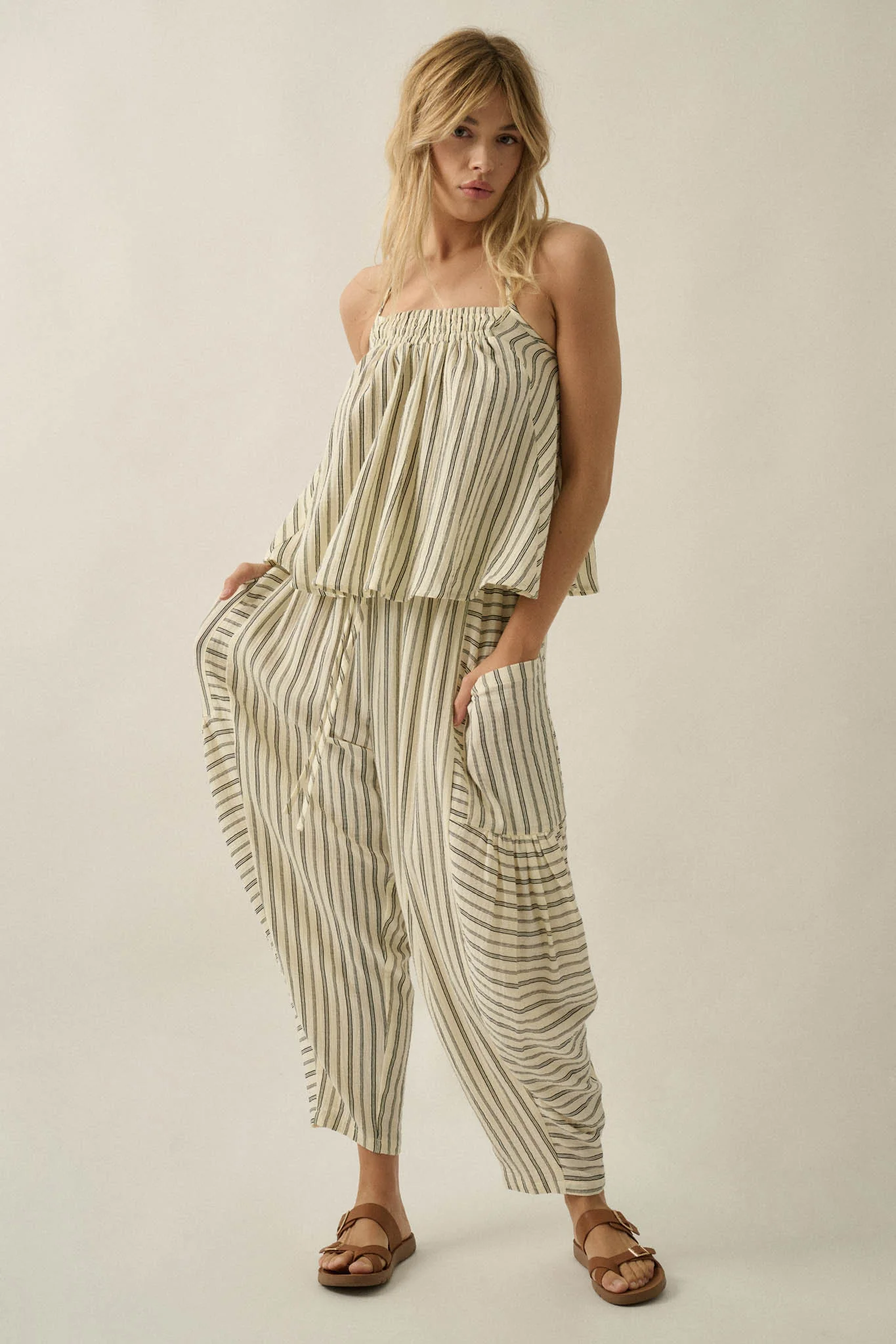 Coast Line Striped Cotton A-Line Halter Top - Image 6