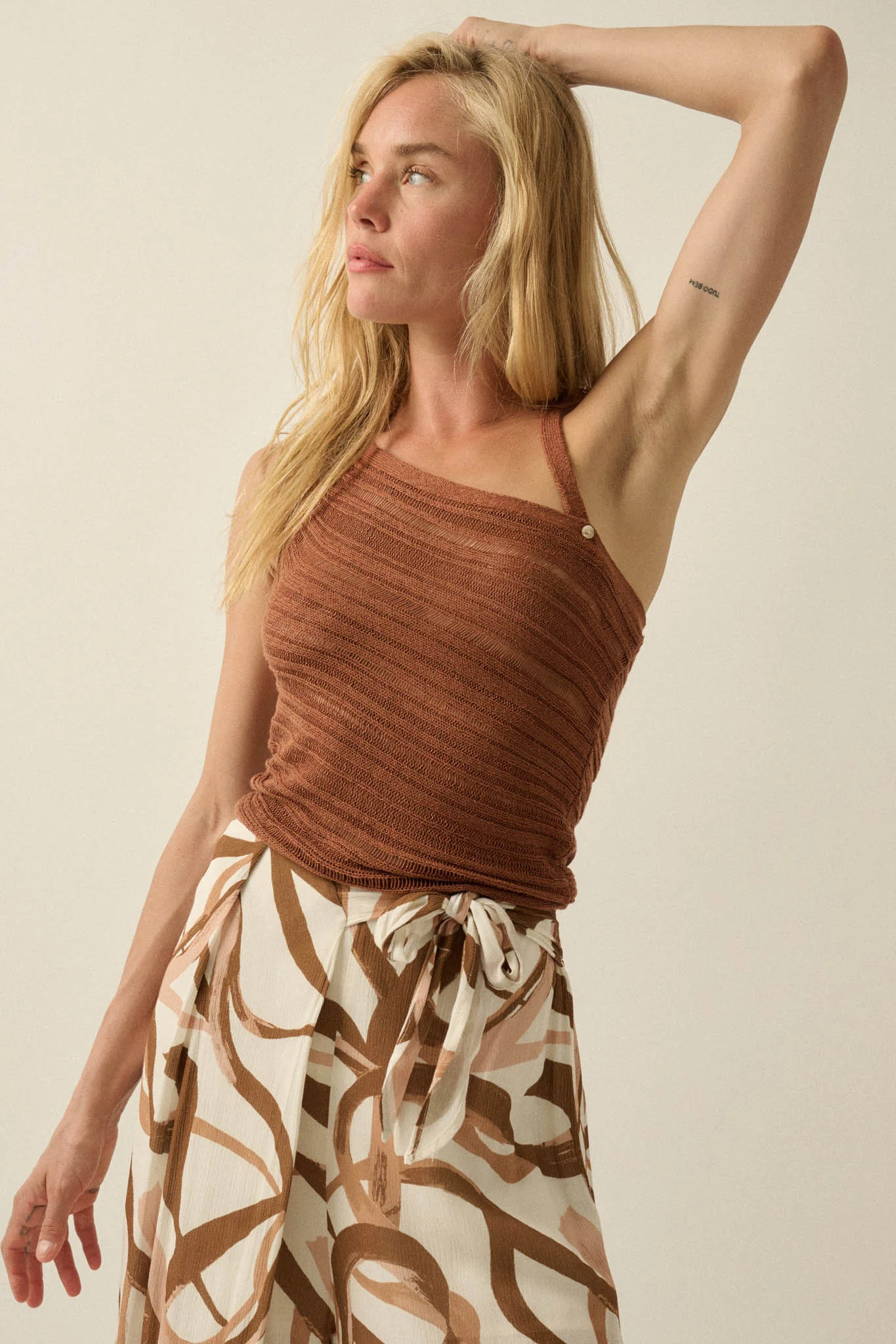 Cool Summer Ladder-Knit Asymmetrical Tank Top - Image 13