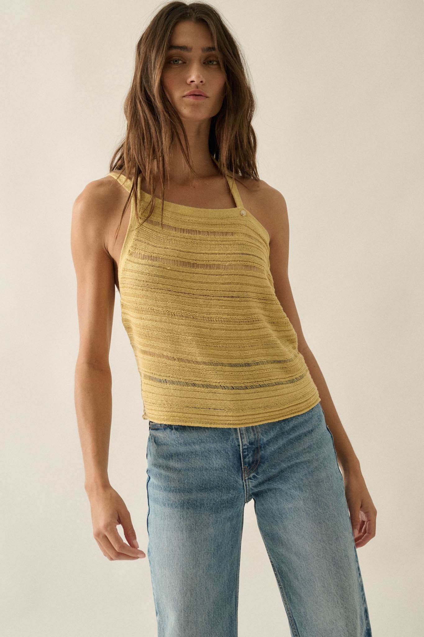 Cool Summer Ladder-Knit Asymmetrical Tank Top - Image 16
