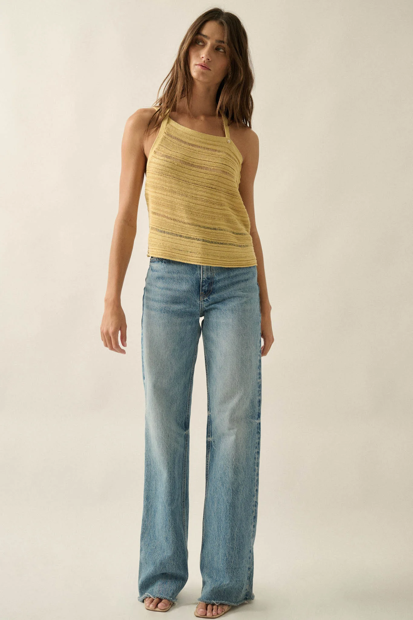 Cool Summer Ladder-Knit Asymmetrical Tank Top - Image 18