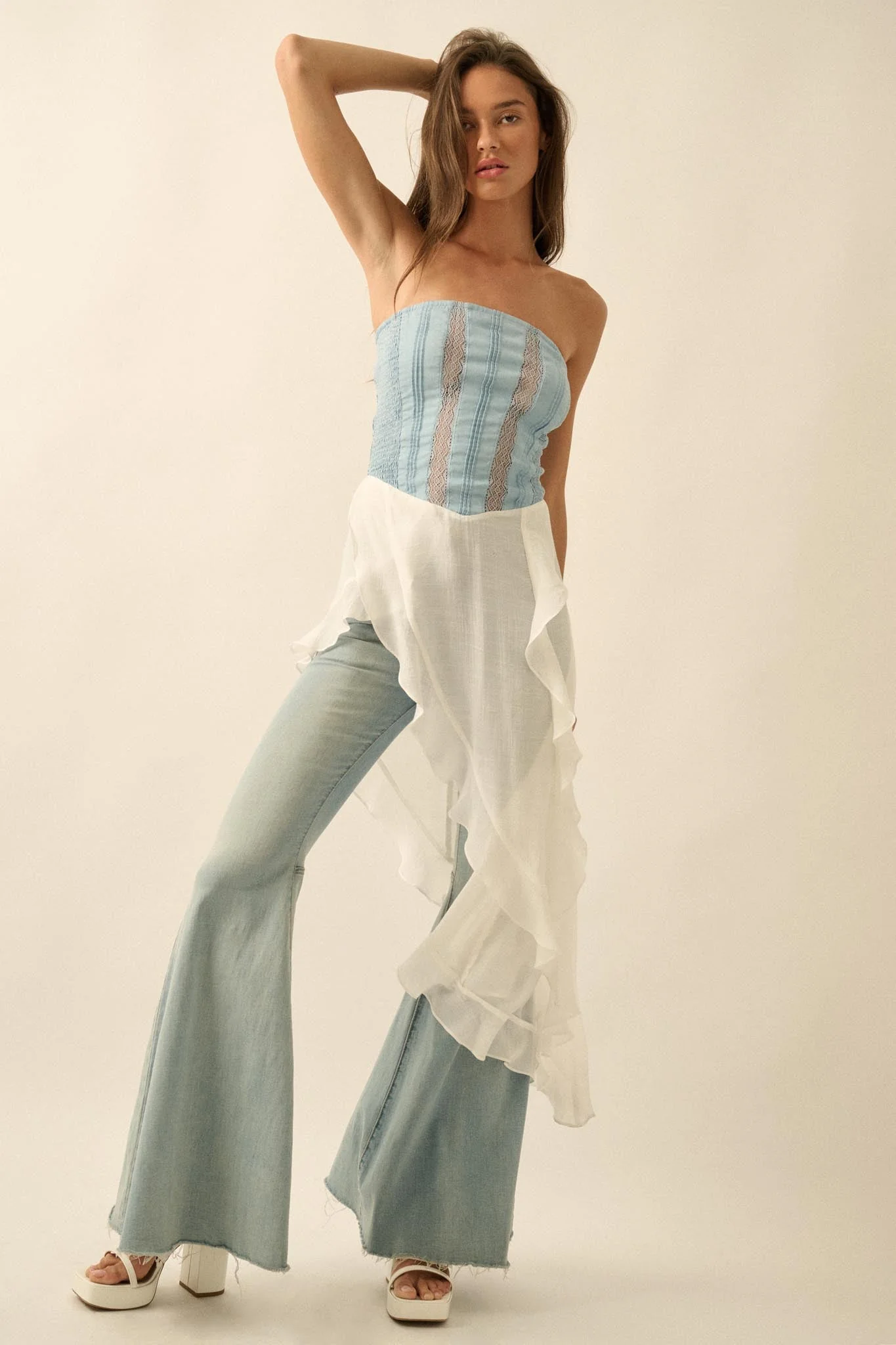 Counting Clouds Ruffled Asymmetrical Maxi Top - Image 4