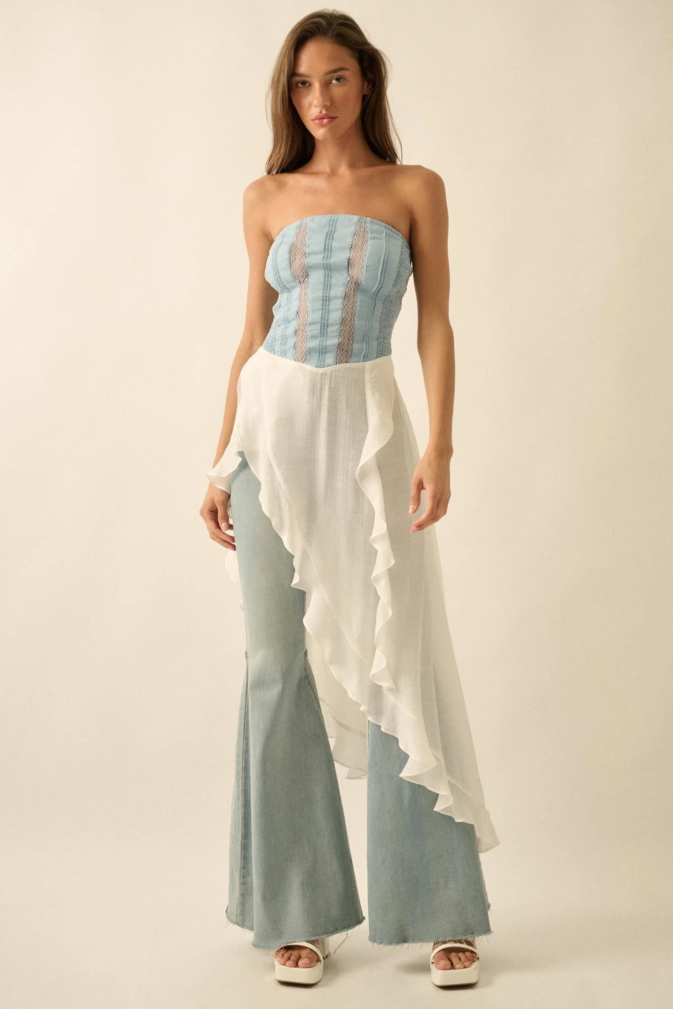 Counting Clouds Ruffled Asymmetrical Maxi Top - Image 7