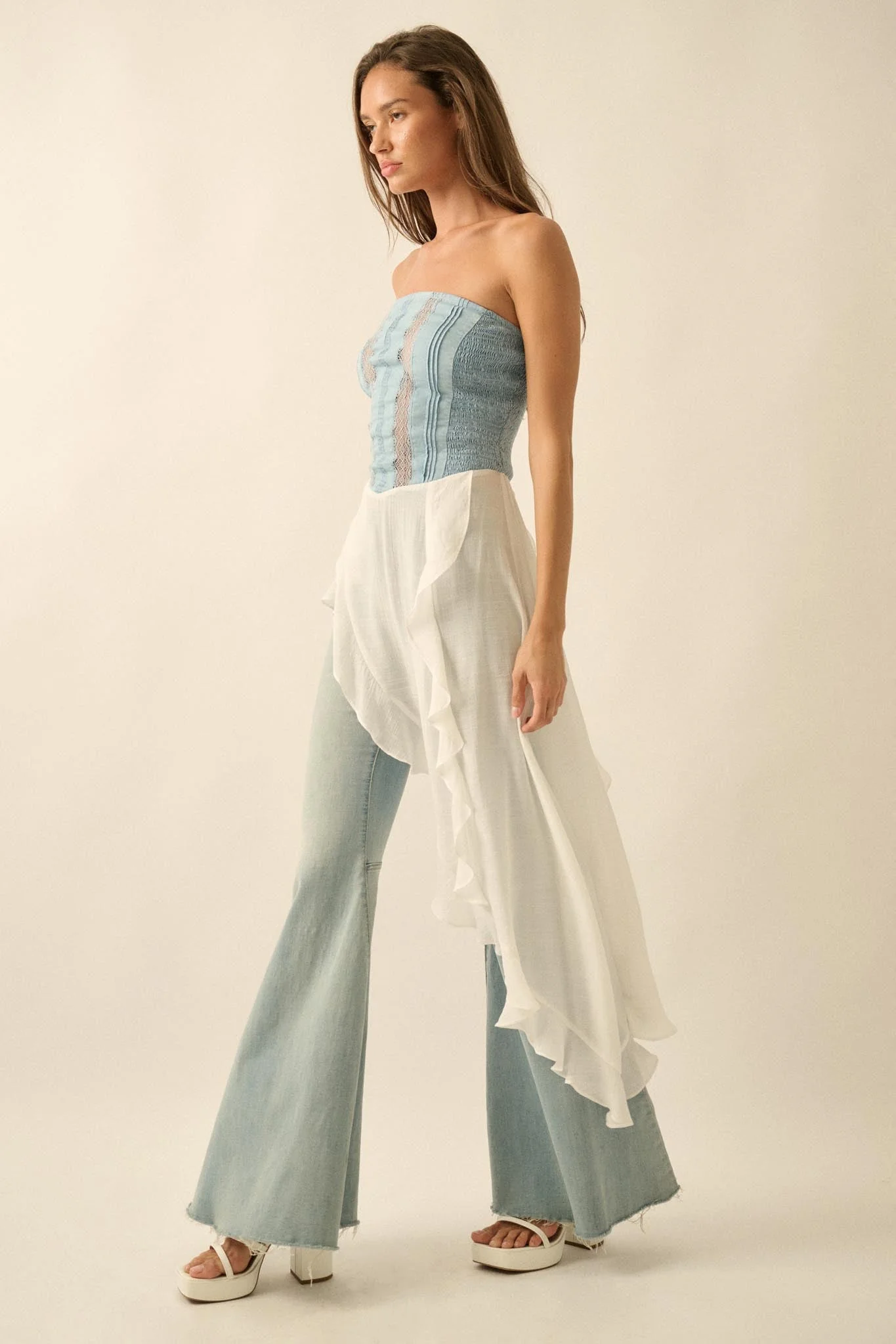 Counting Clouds Ruffled Asymmetrical Maxi Top - Image 8