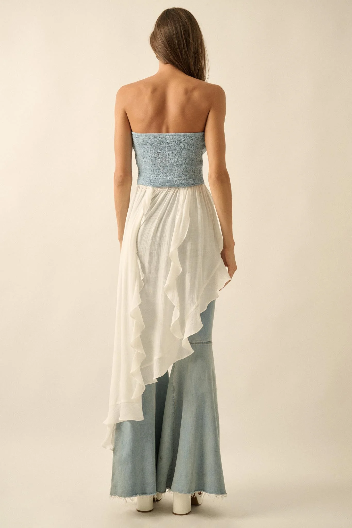 Counting Clouds Ruffled Asymmetrical Maxi Top - Image 9