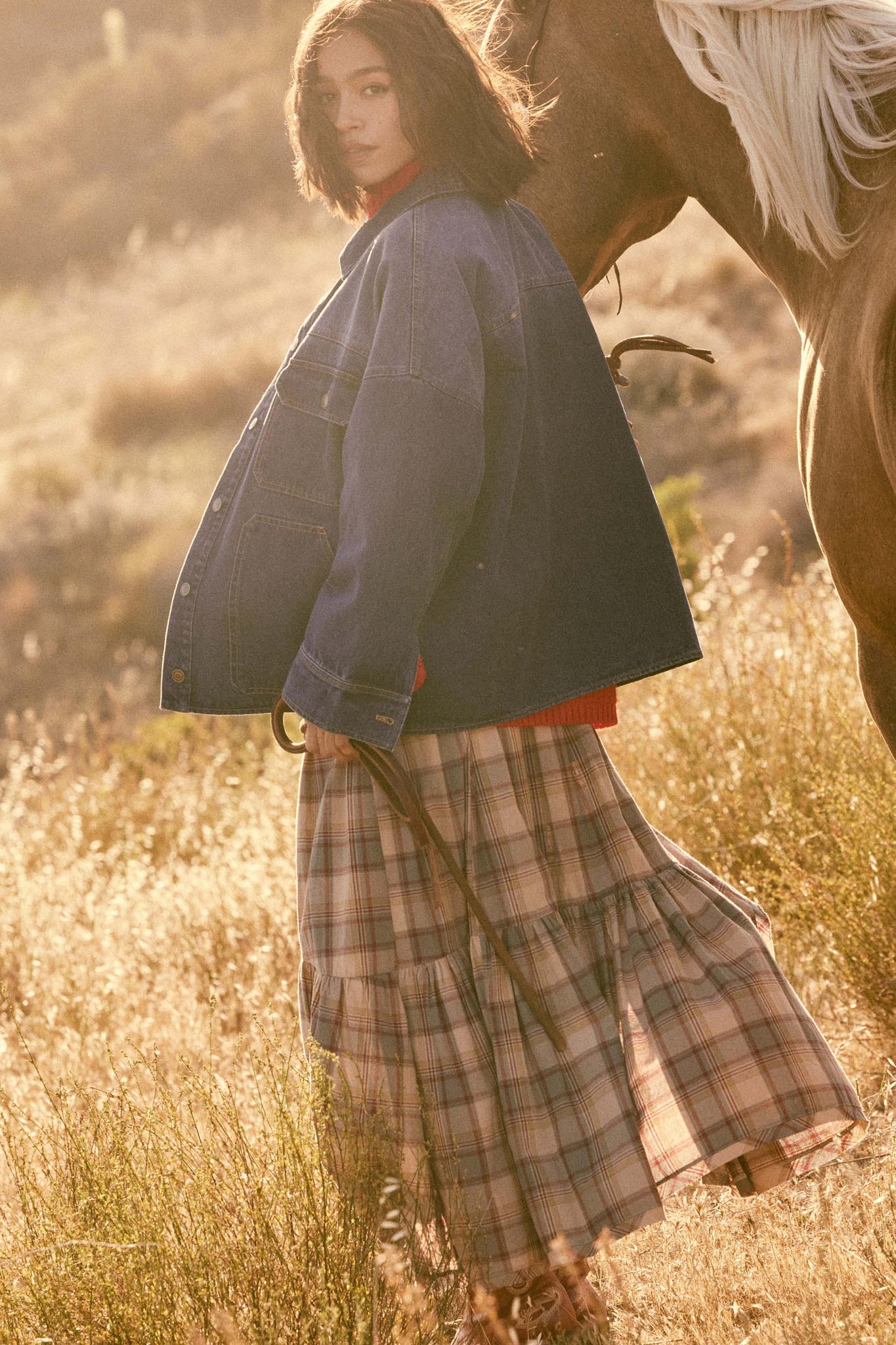 Country Mile Plaid High-Low Ruffle Maxi Skirt - Image 3