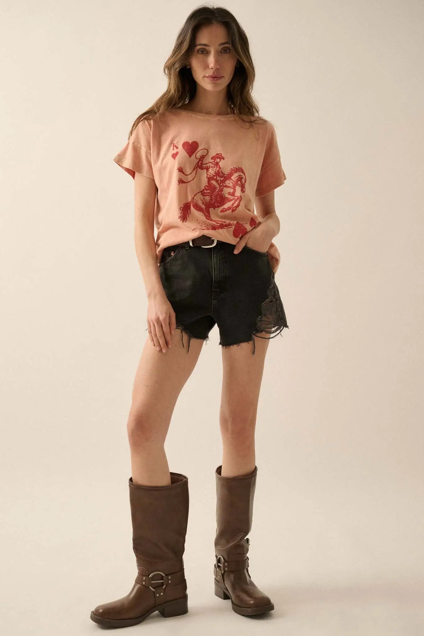 Cowboy King of Hearts Vintage-Wash Graphic Tee - Image 3